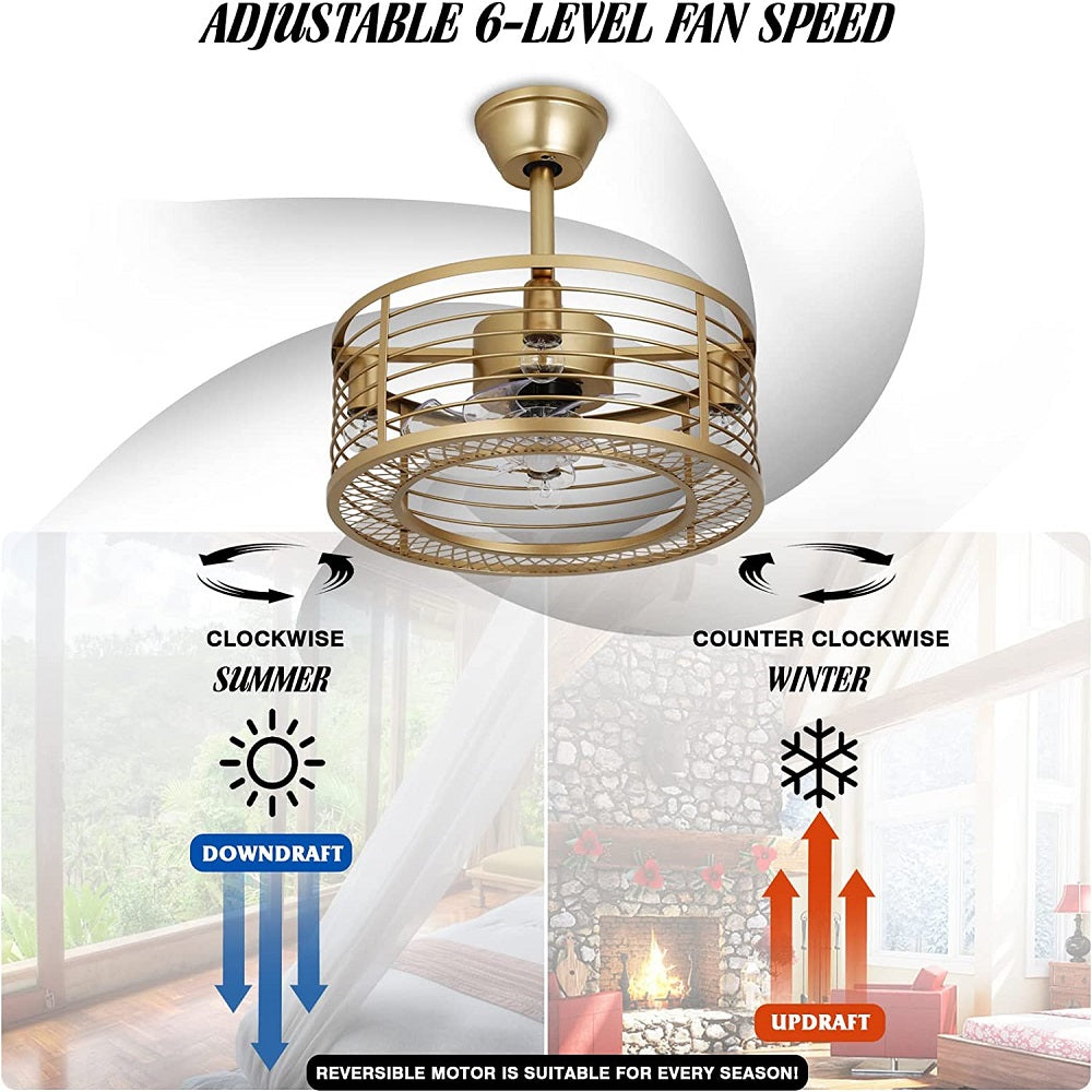 Modern Enclosed Ceiling Fan Indoor with Remote Control--FUNCTION