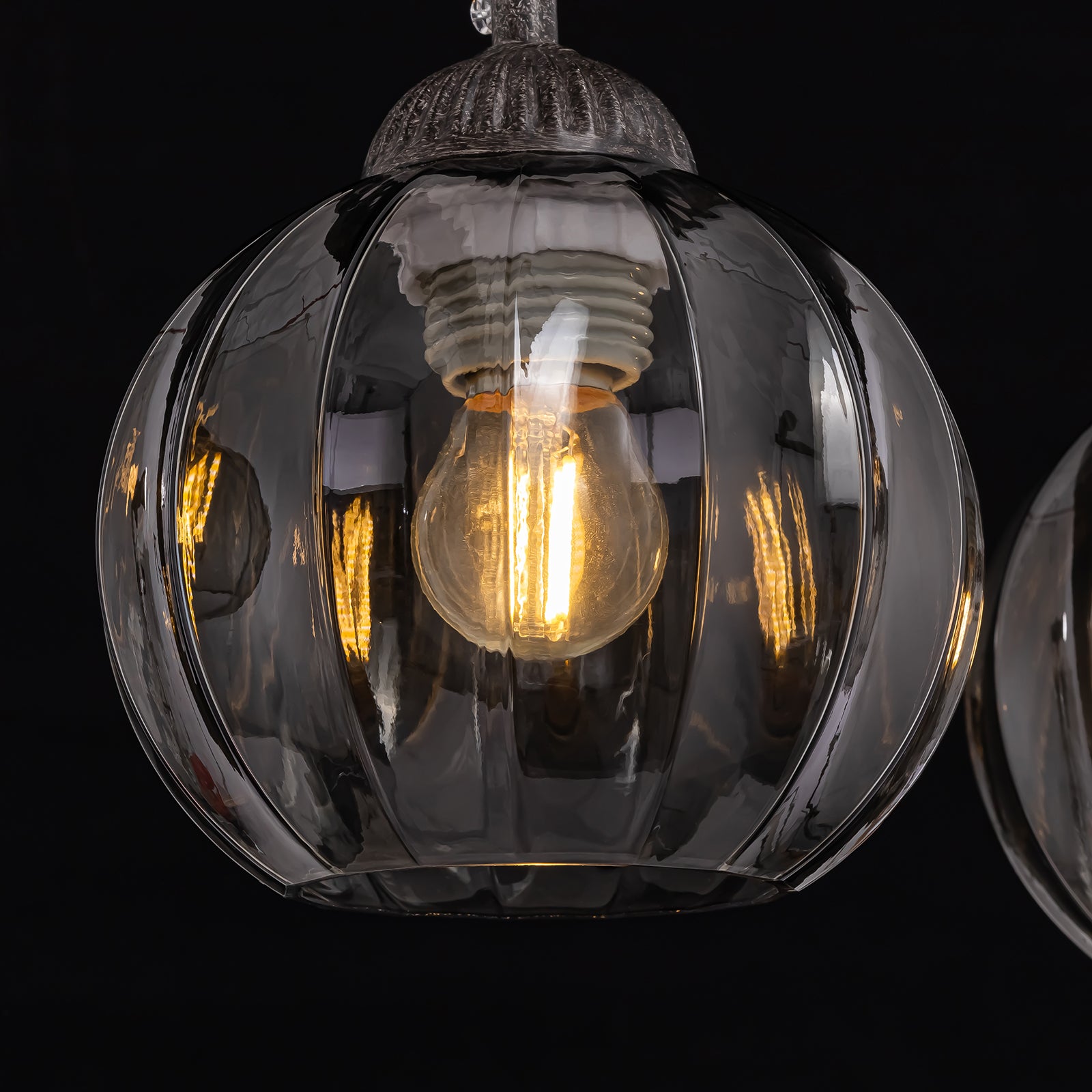 Rustora Farmhouse Dark Glass Globe Linear Island Chandelier