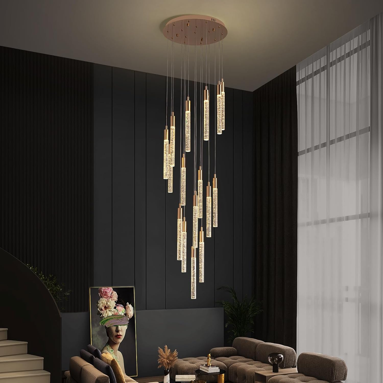 25 Lights High Ceiling Foyer Front Door Lighting