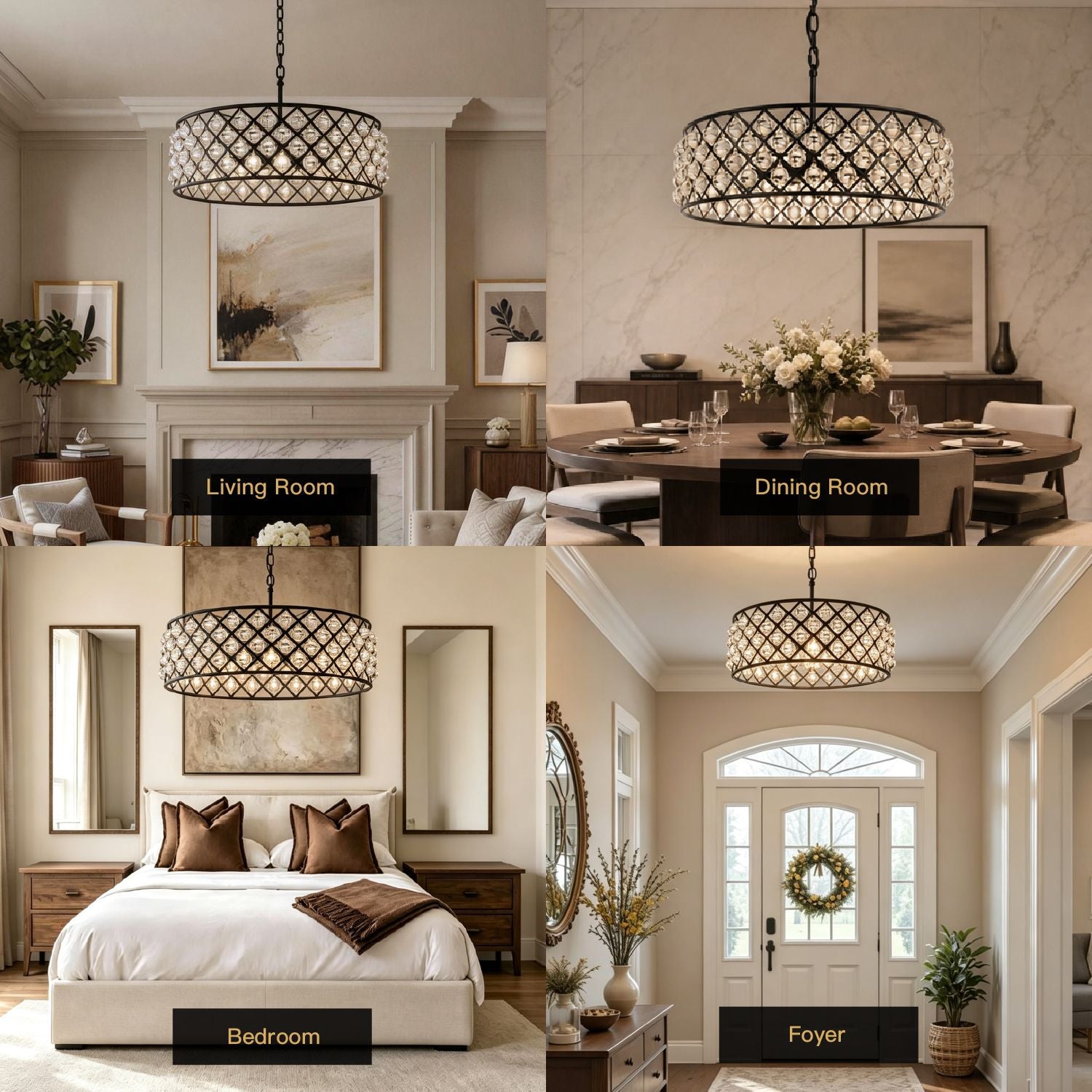Vesper Modern Industrial Matte Black K9 Crystal Chandelier