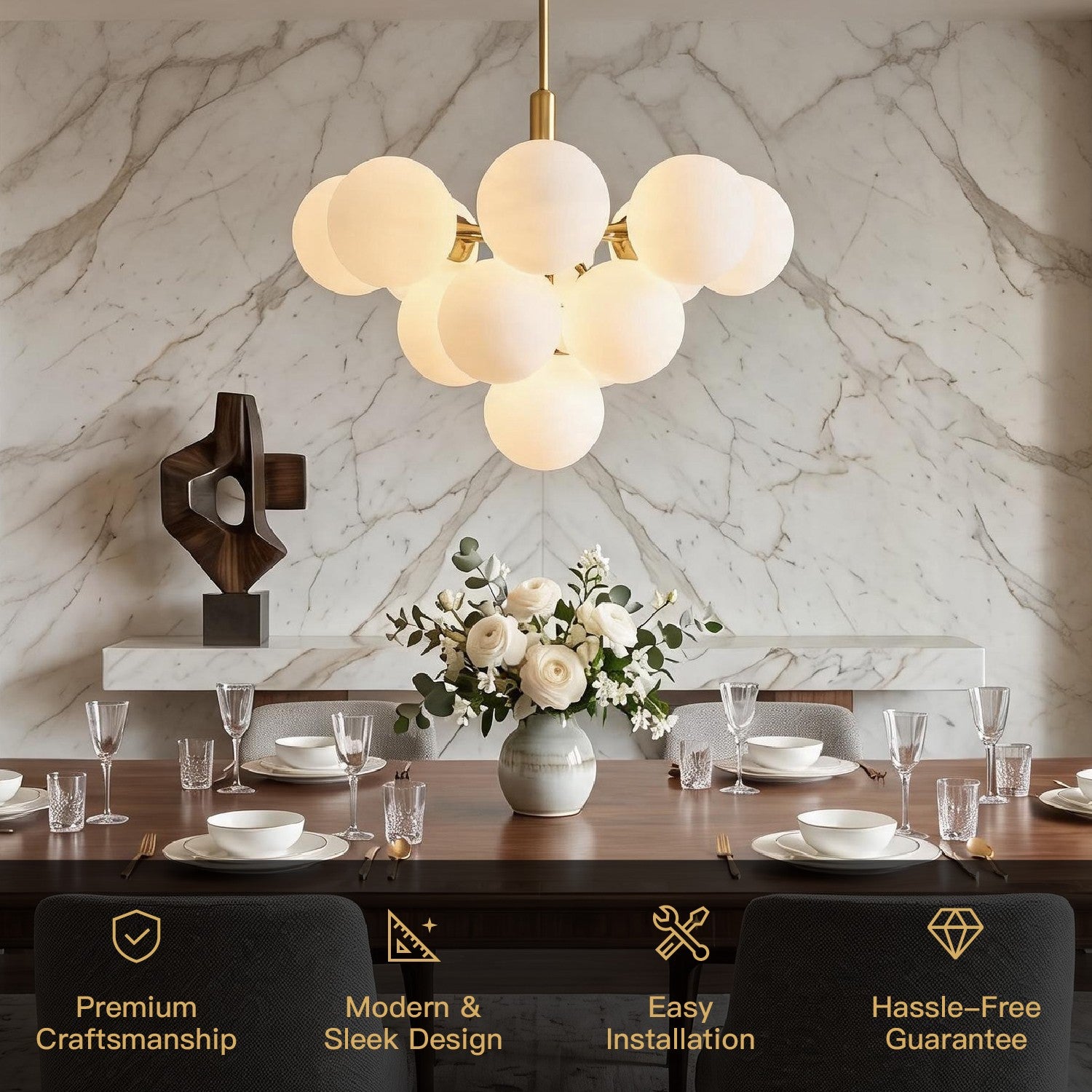 Nuvola Modern Luxury Clear Glass Bubble Cluster Globe Chandelier