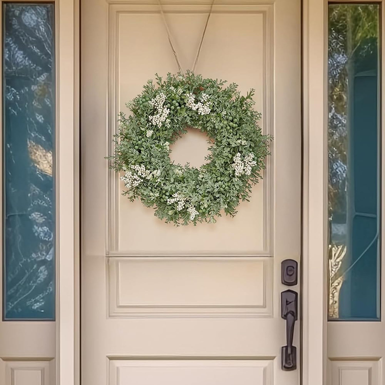 Artificial Greenery Wreath for Front Door – 20" All-Season Floral Door & Wall Décor