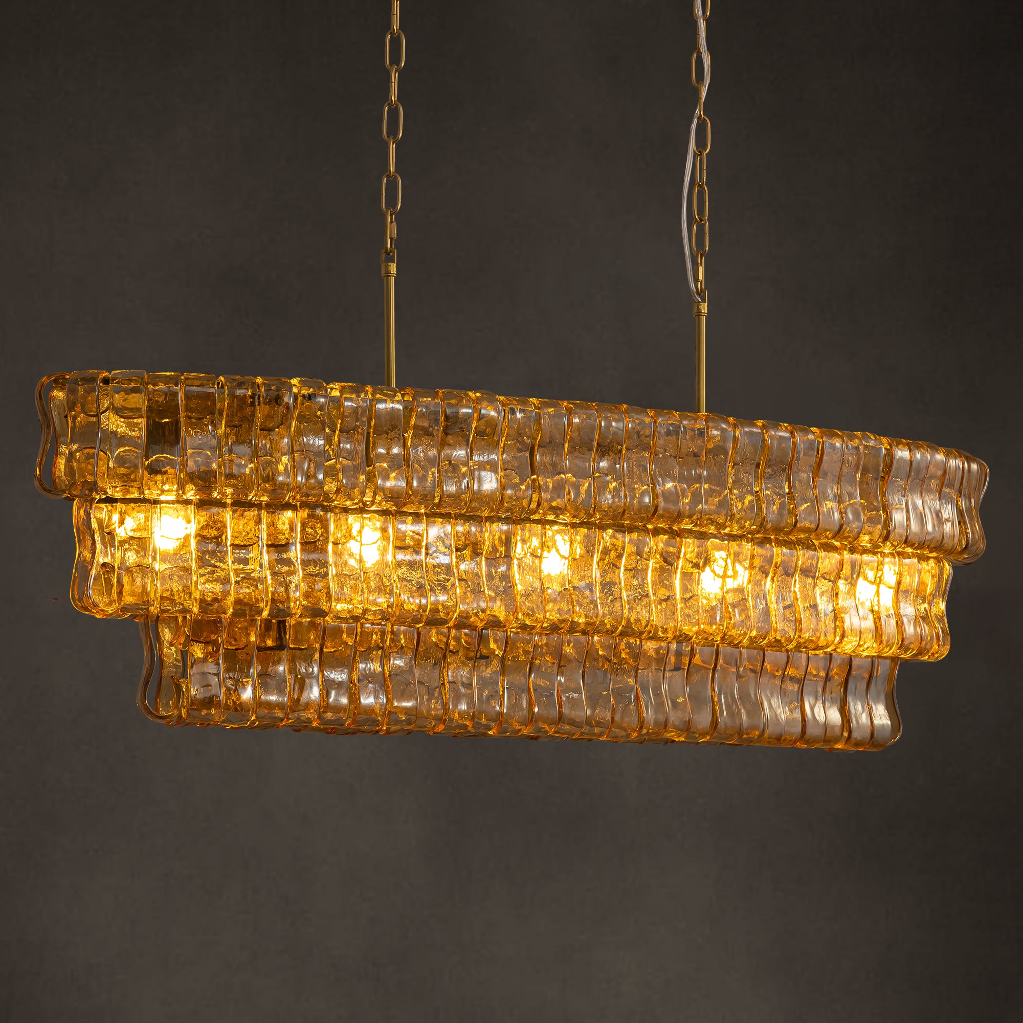 Amberra Modern Amber Glass Linear Chandelier