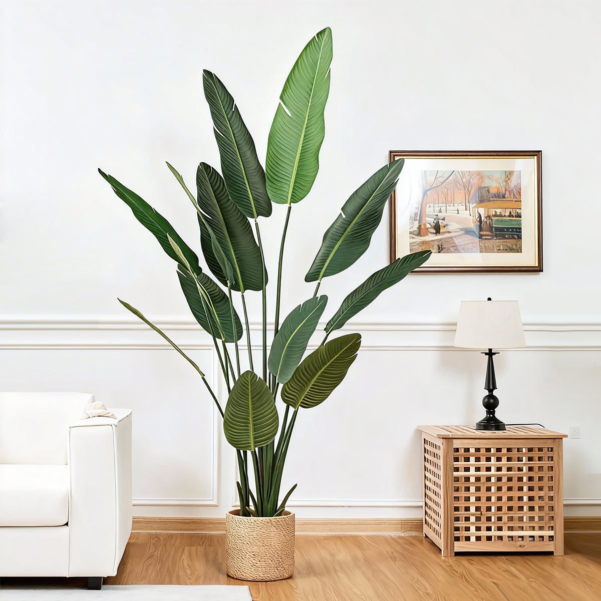 Artificial Faux Banana Tree in Pot – Realistic Faux Indoor Floor Plant for Home & Office Décor