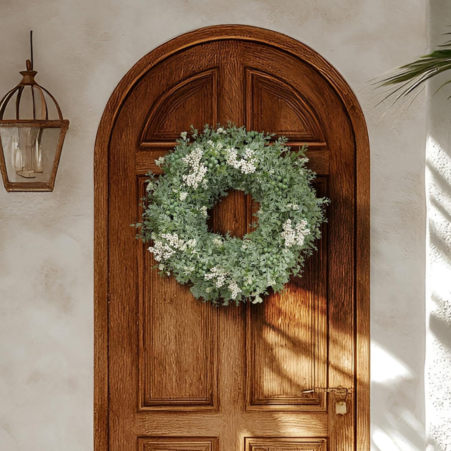 Artificial Greenery Wreath for Front Door – 20" All-Season Floral Door & Wall Décor