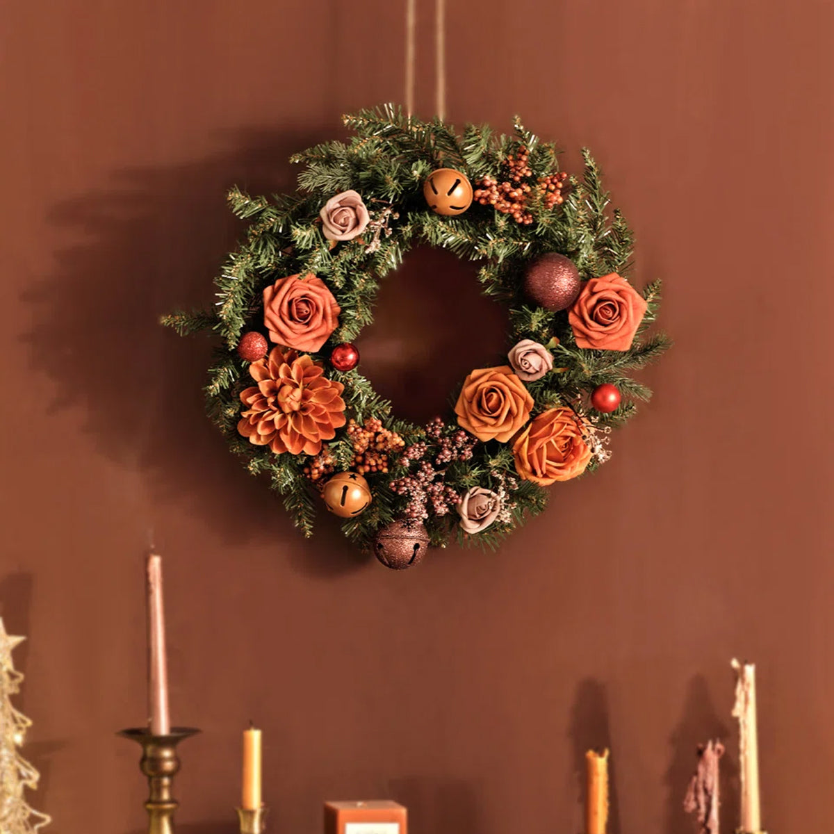 Artificial Flower Wreath for Front Door – 18" All-Season Floral Door & Wall Décor