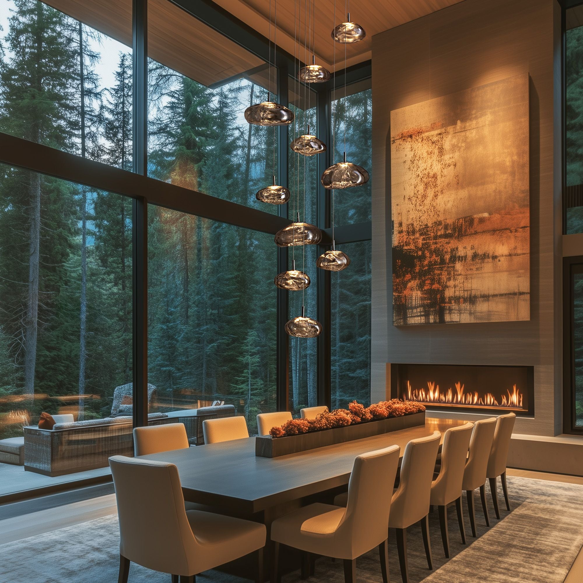 Astral Modern 10-Light Dual-Size Cascading Chandelier