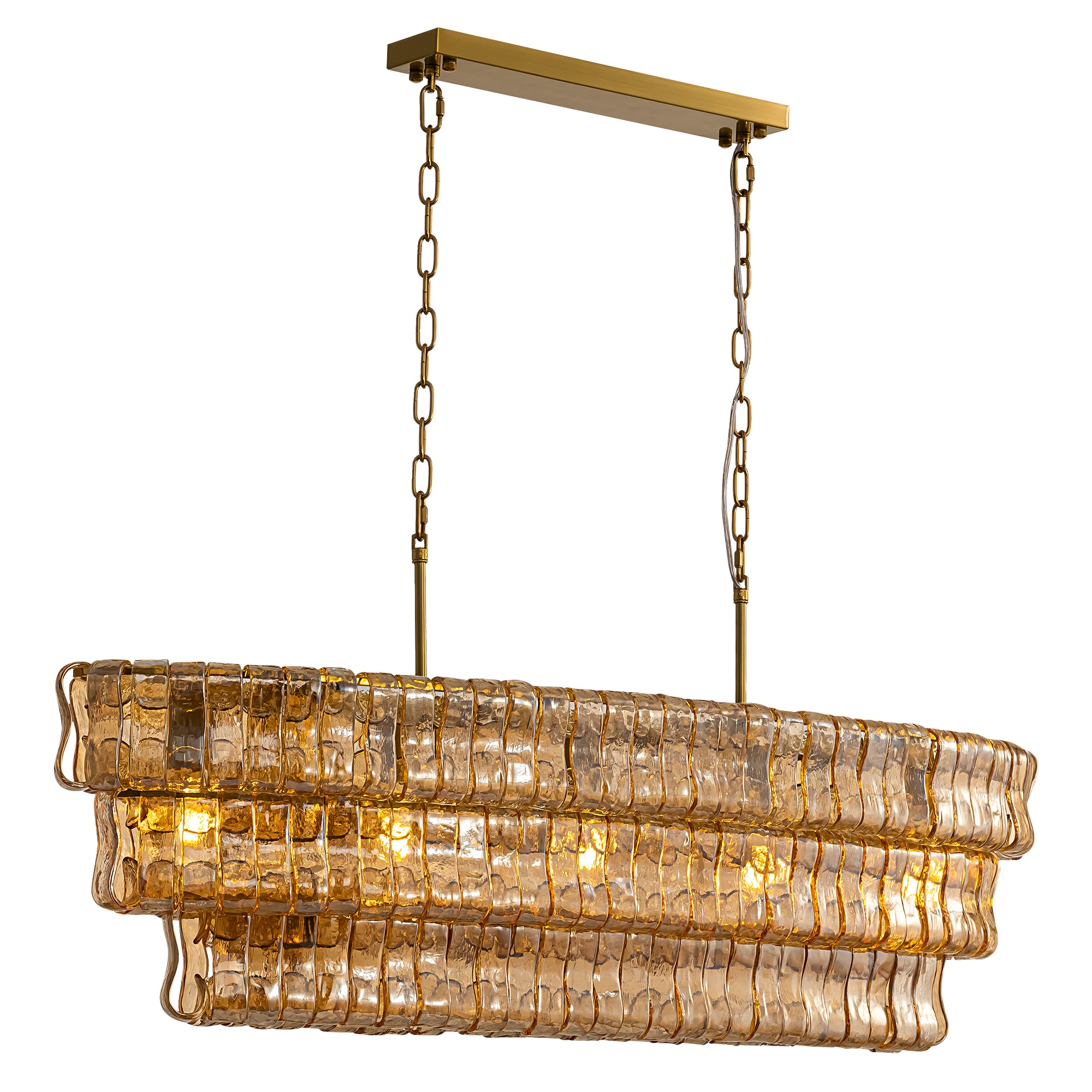 Amberra Modern Amber Glass Linear Chandelier