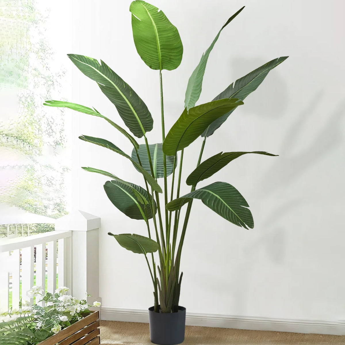 Artificial Faux Banana Tree in Pot – Realistic Faux Indoor Floor Plant for Home & Office Décor