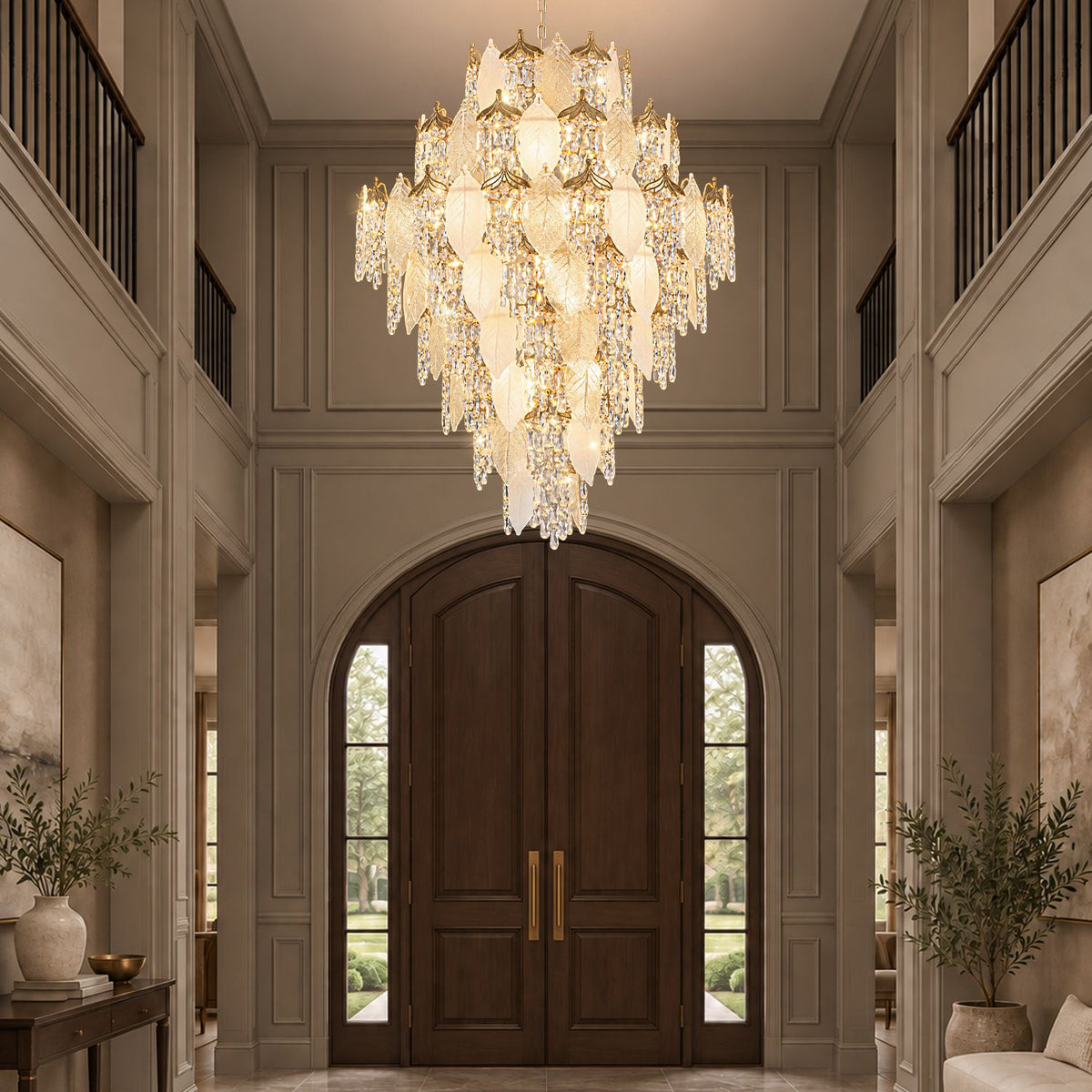 Aevum Grand Cascading Gold K9 Crystal Chandelier