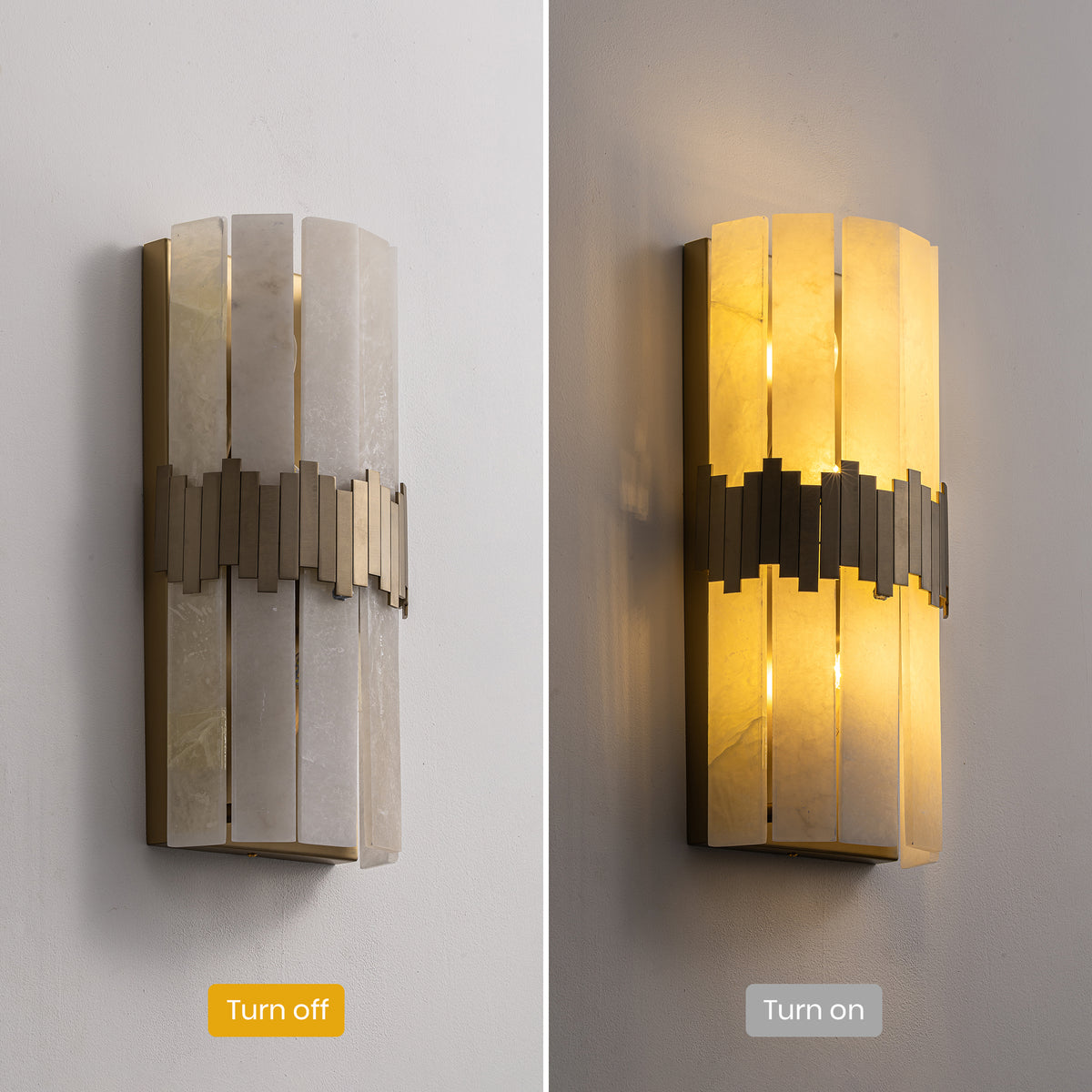 Avenor Modern Art Deco Gold Alabaster Geometric Wall Sconce