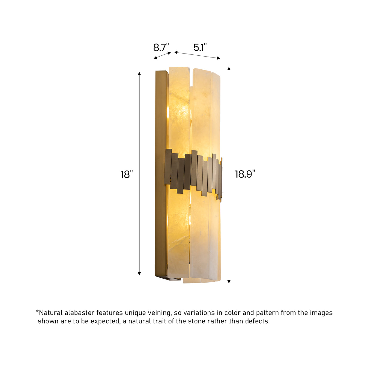 Avenor Modern Art Deco Gold Alabaster Geometric Wall Sconce