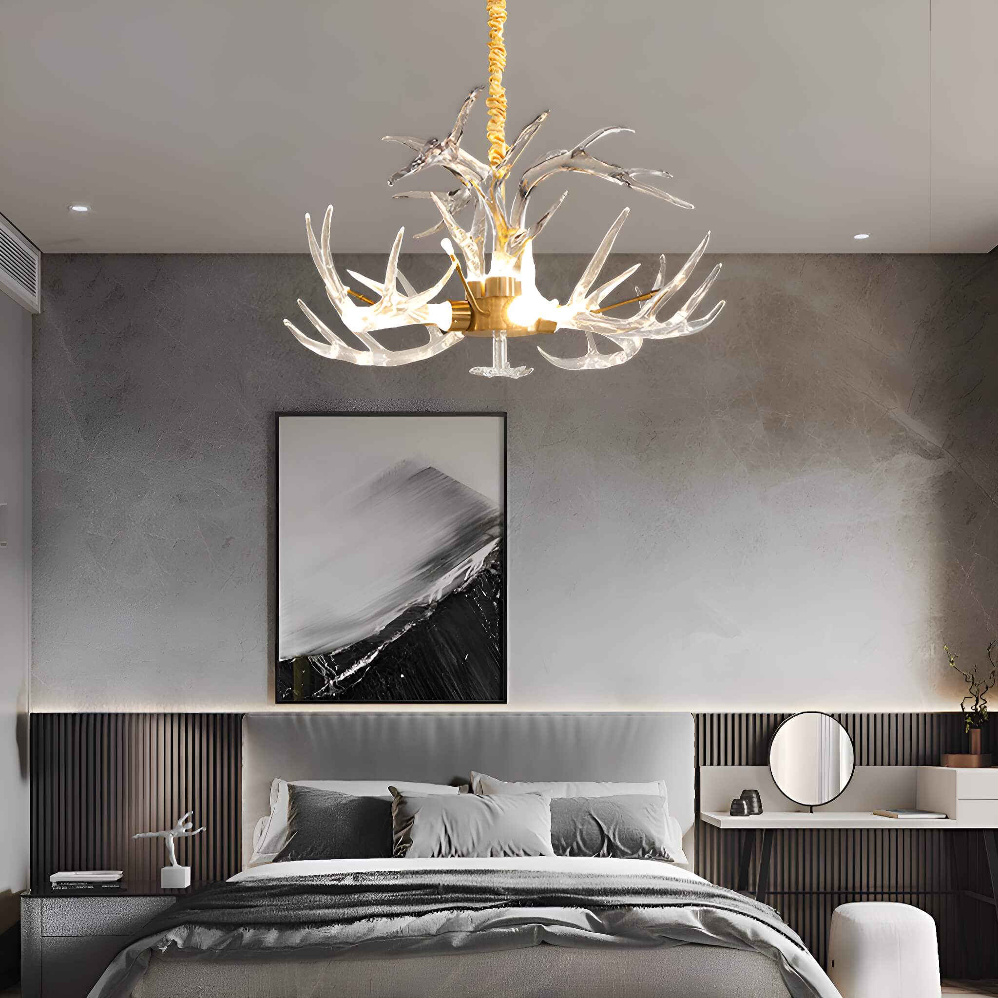 7-Light Resin Deer Horn Antler Ceiling-bedroom-1 | Sofary Lighting