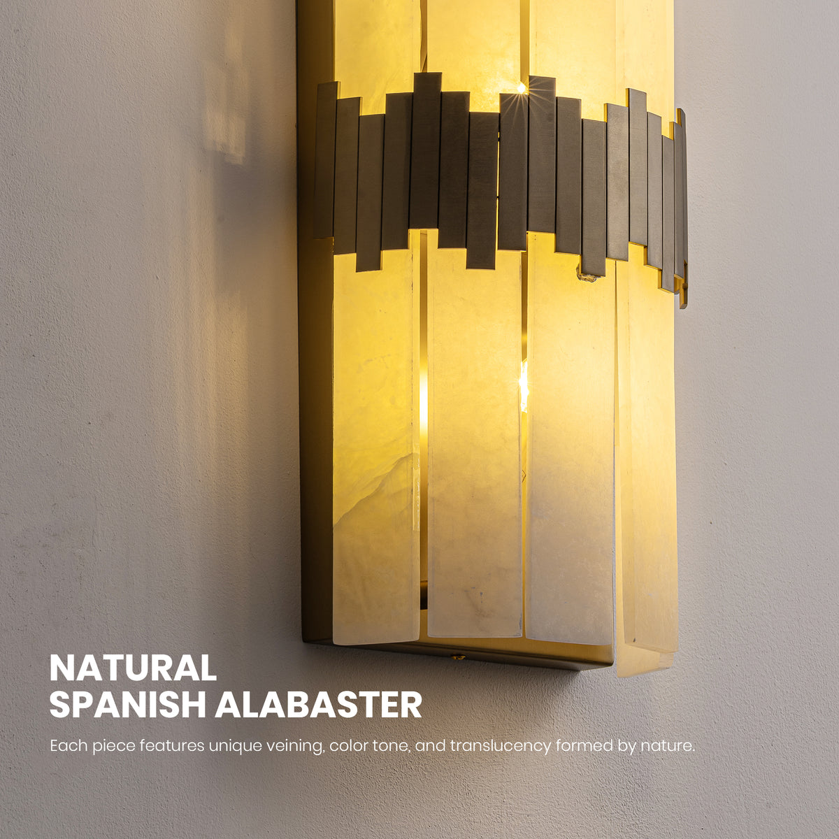 Avenor Modern Art Deco Gold Alabaster Geometric Wall Sconce