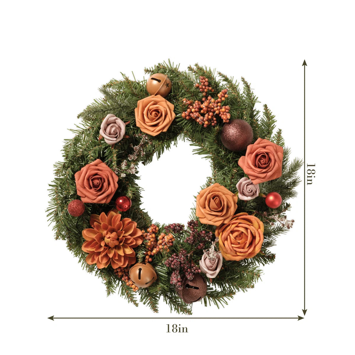 Artificial Flower Wreath for Front Door – 18" All-Season Floral Door & Wall Décor