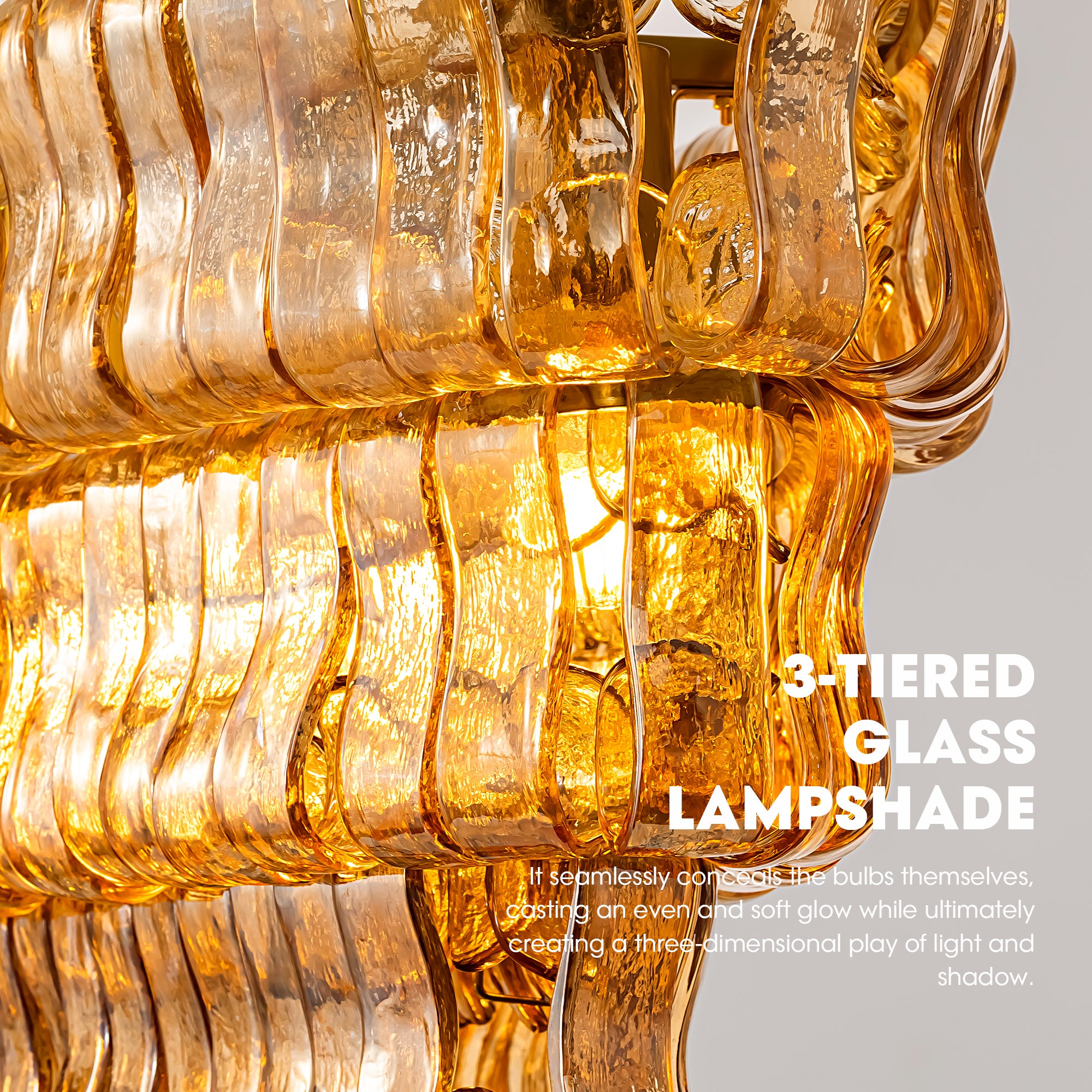 Amberra Modern Amber Glass Linear Chandelier