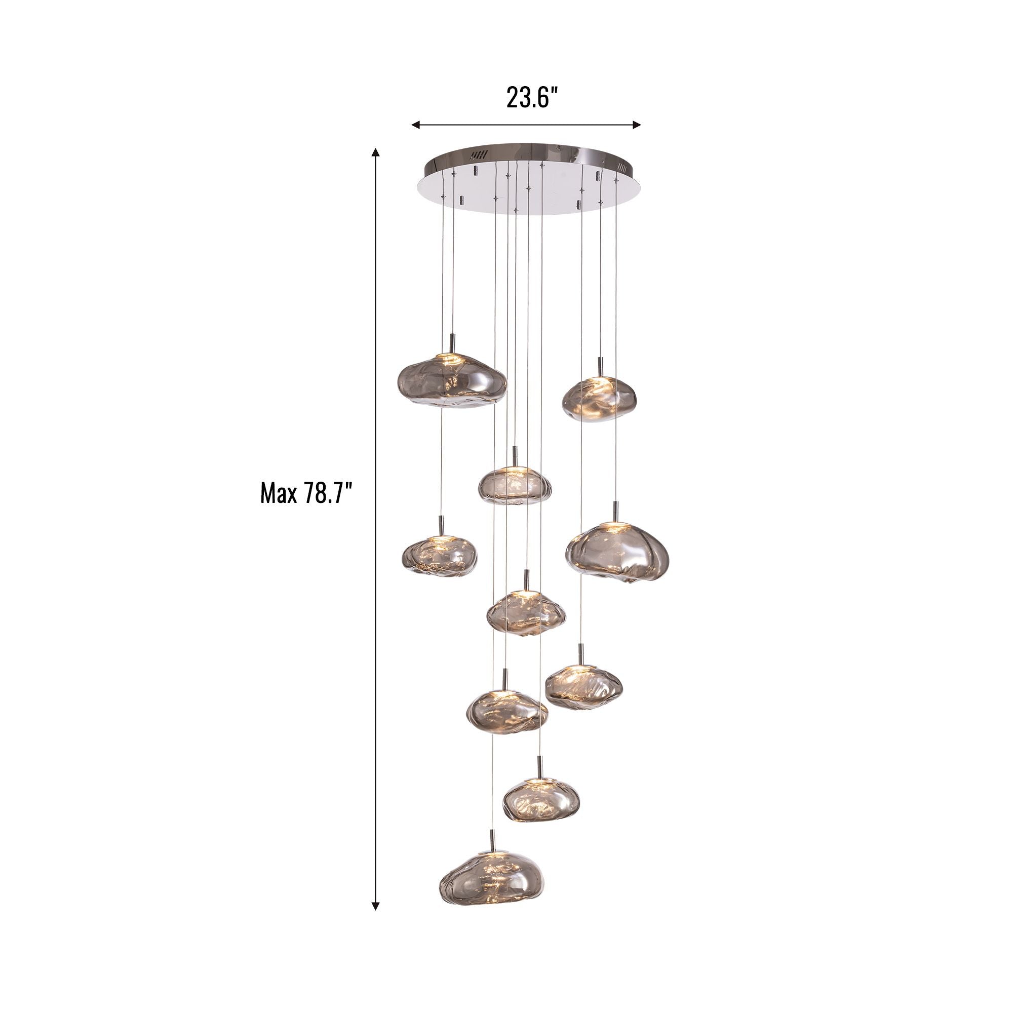 Astral Modern 10-Light Dual-Size Cascading Chandelier