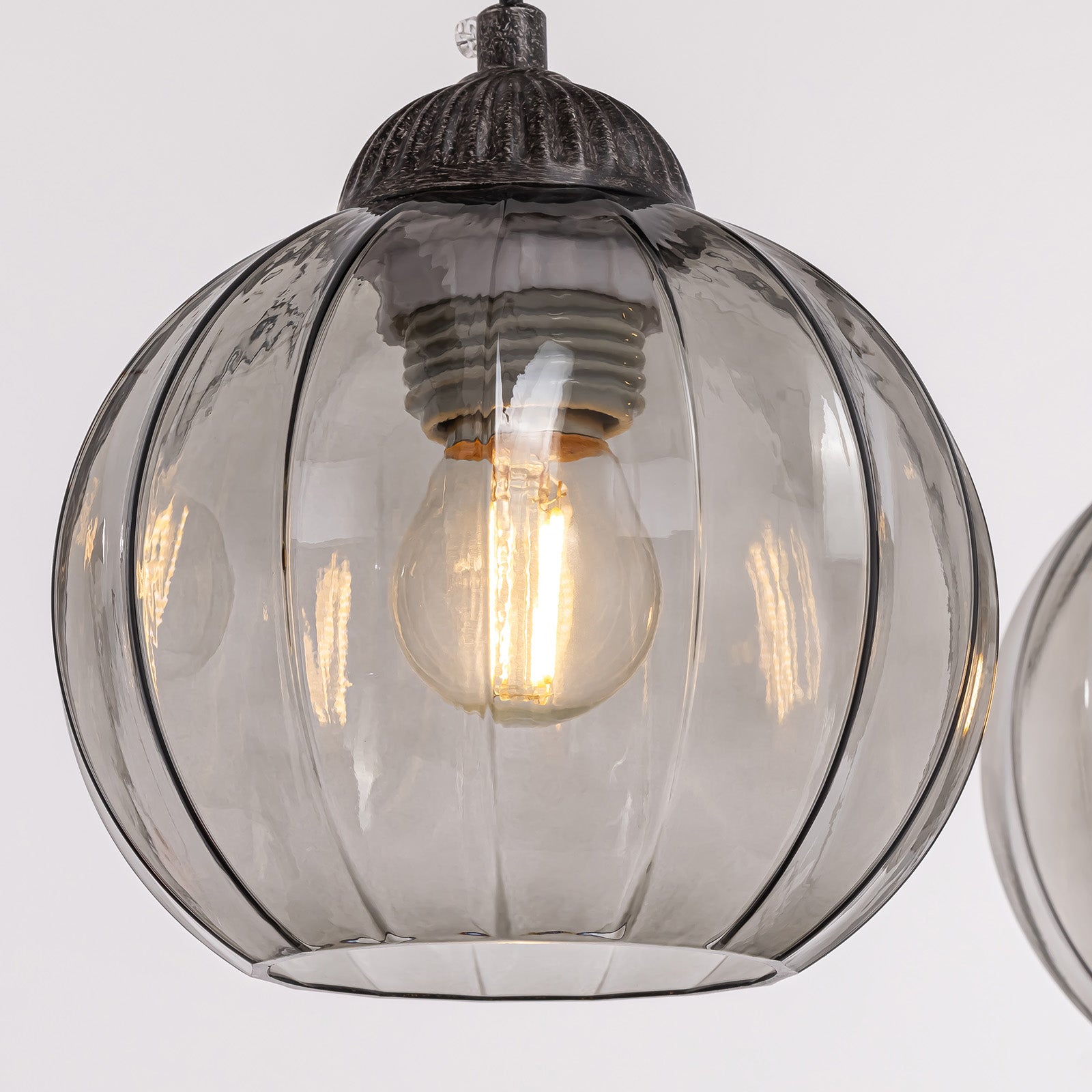 Rustora Farmhouse Dark Glass Globe Linear Island Chandelier