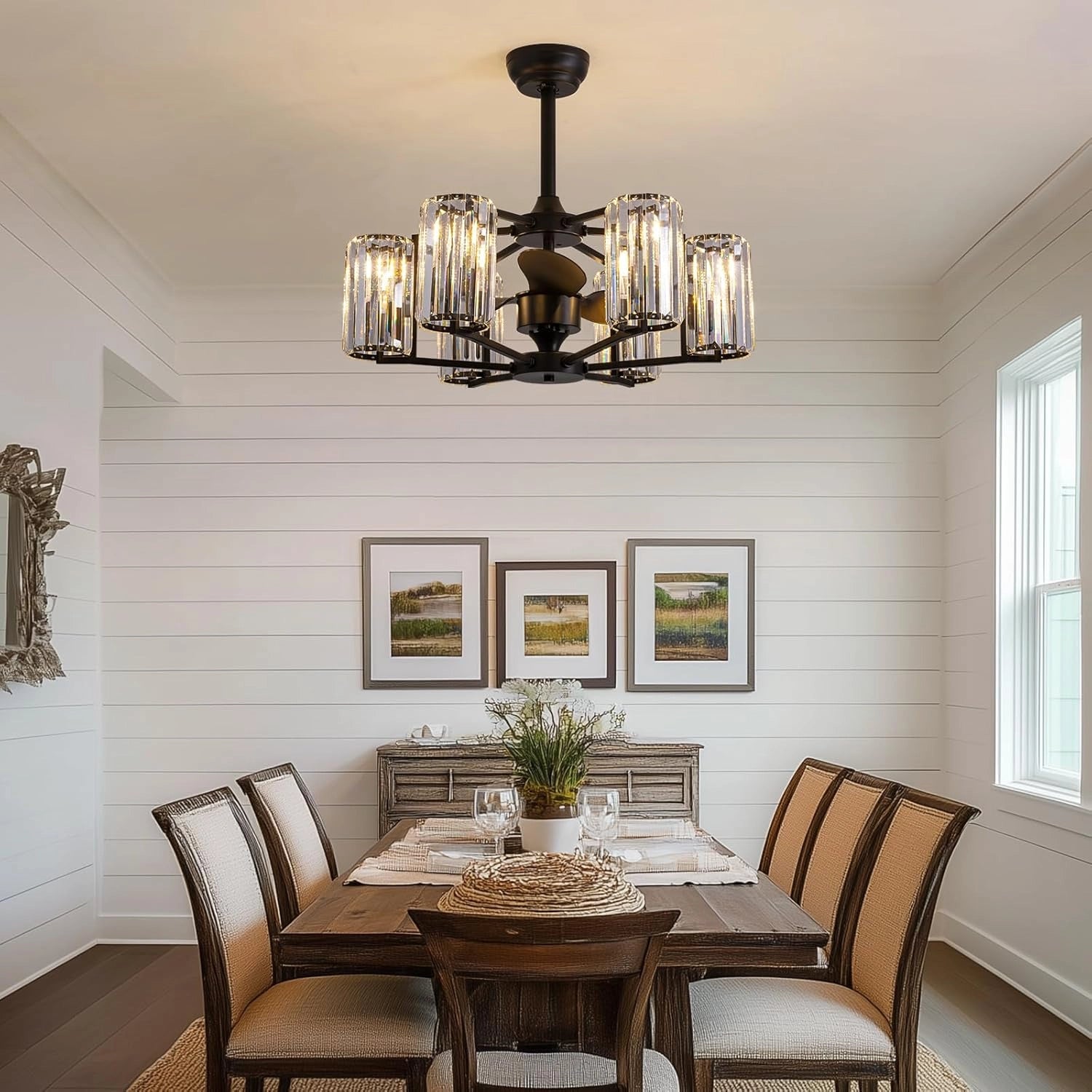 LumiBreeze 27 inch Crystal Fan Chandelier - Sofary Lighting