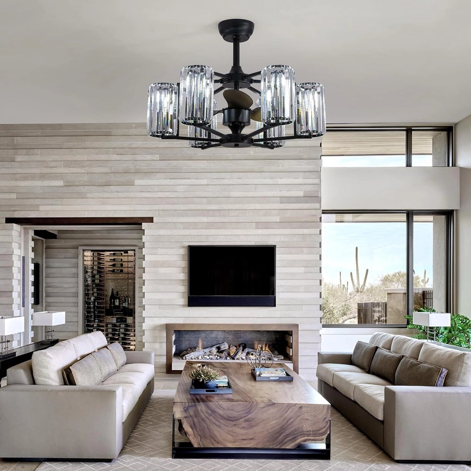 LumiBreeze 27 inch Crystal Fan Chandelier - Sofary Lighting