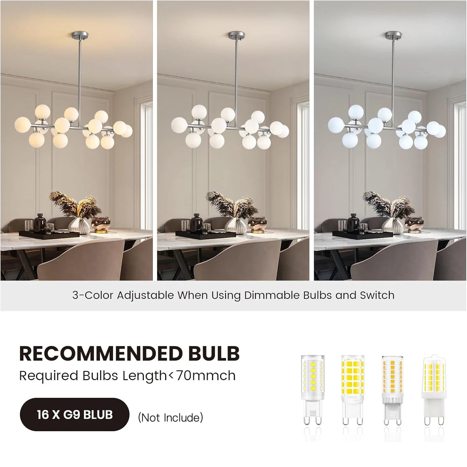 Brushed Nickel Glass Globe Sputnik Chandelier-Sofary Lighting