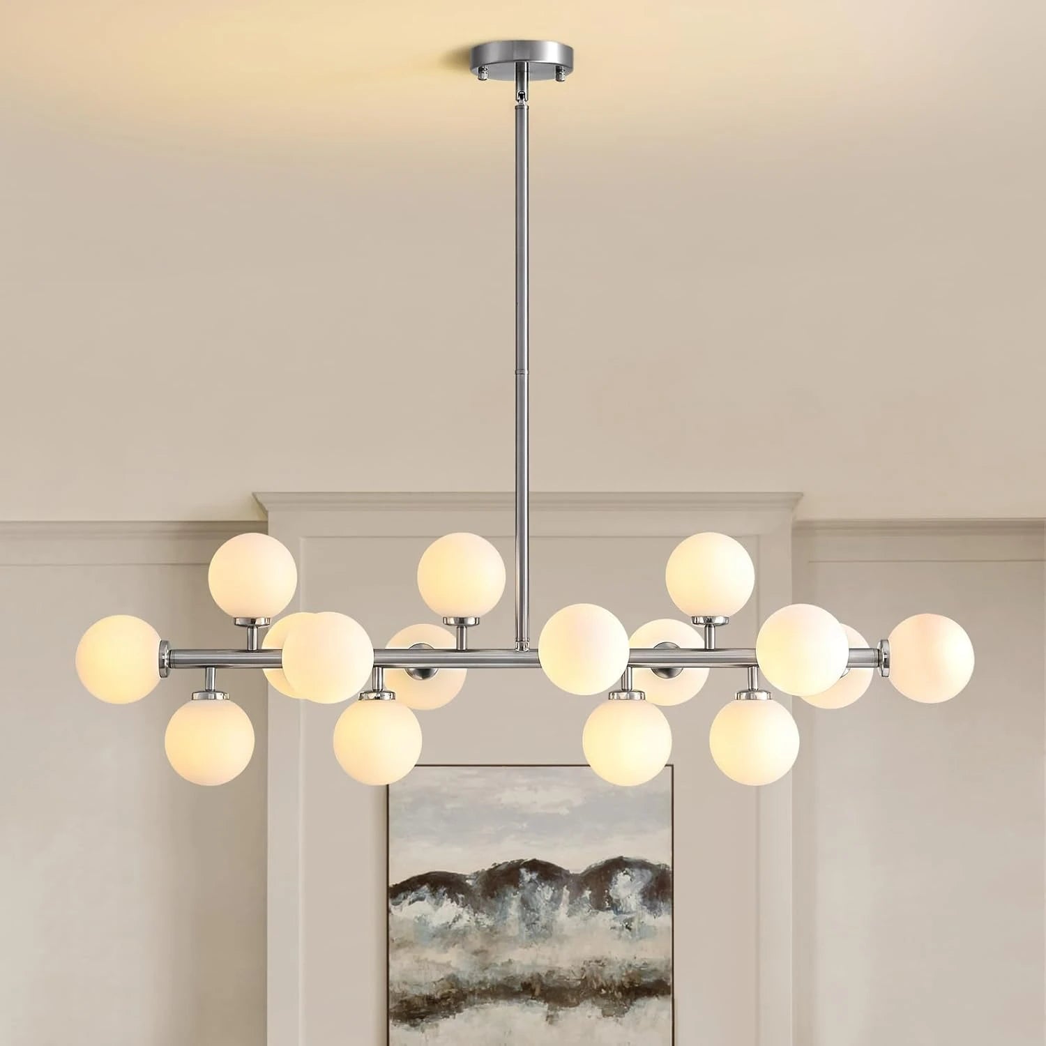 Brushed Nickel Glass Globe Sputnik Chandelier-Sofary Lighting