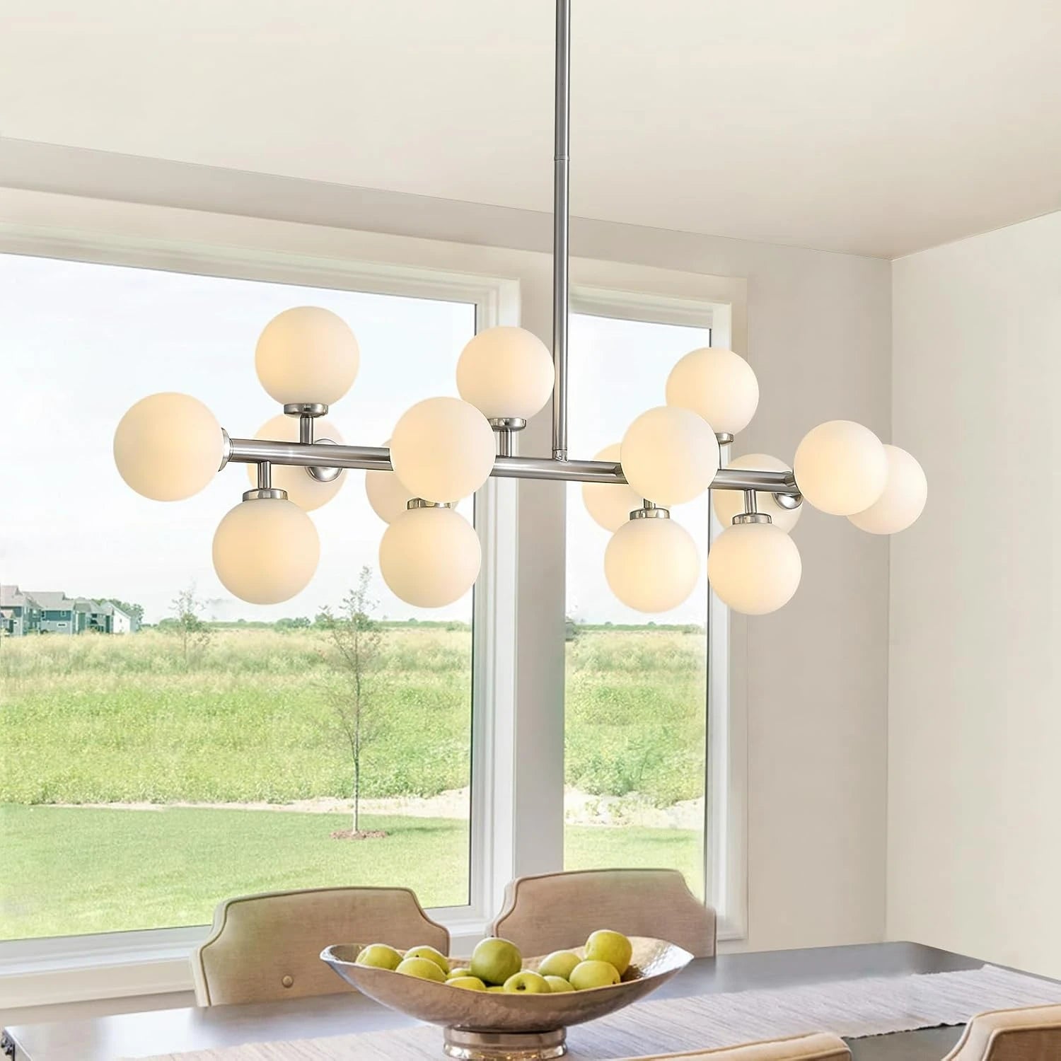 Brushed Nickel Glass Globe Sputnik Chandelier-Sofary Lighting