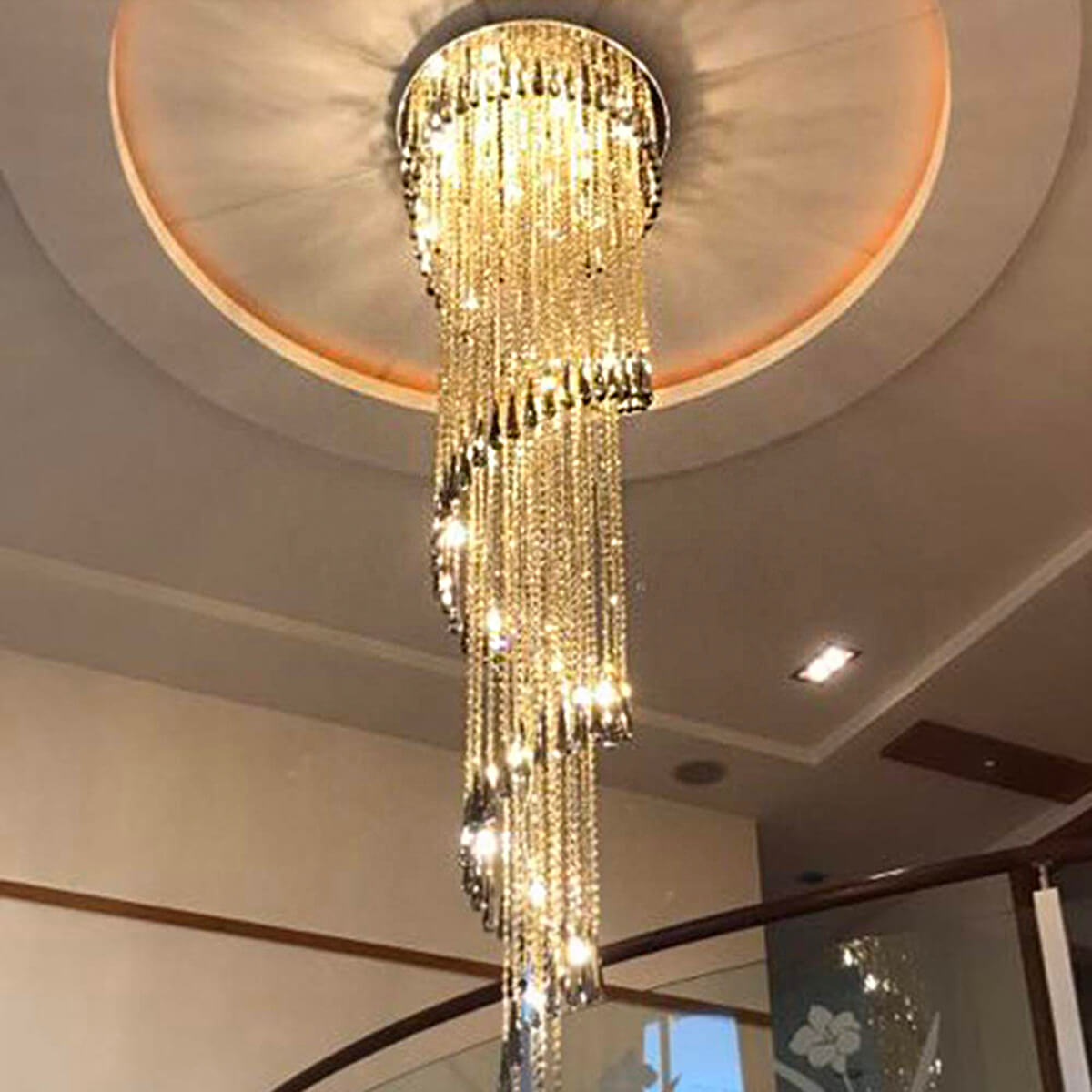 Circular-duplex-rotating-staircase-chandelier-modern-crystal-LED-Staircase1 | Sofary