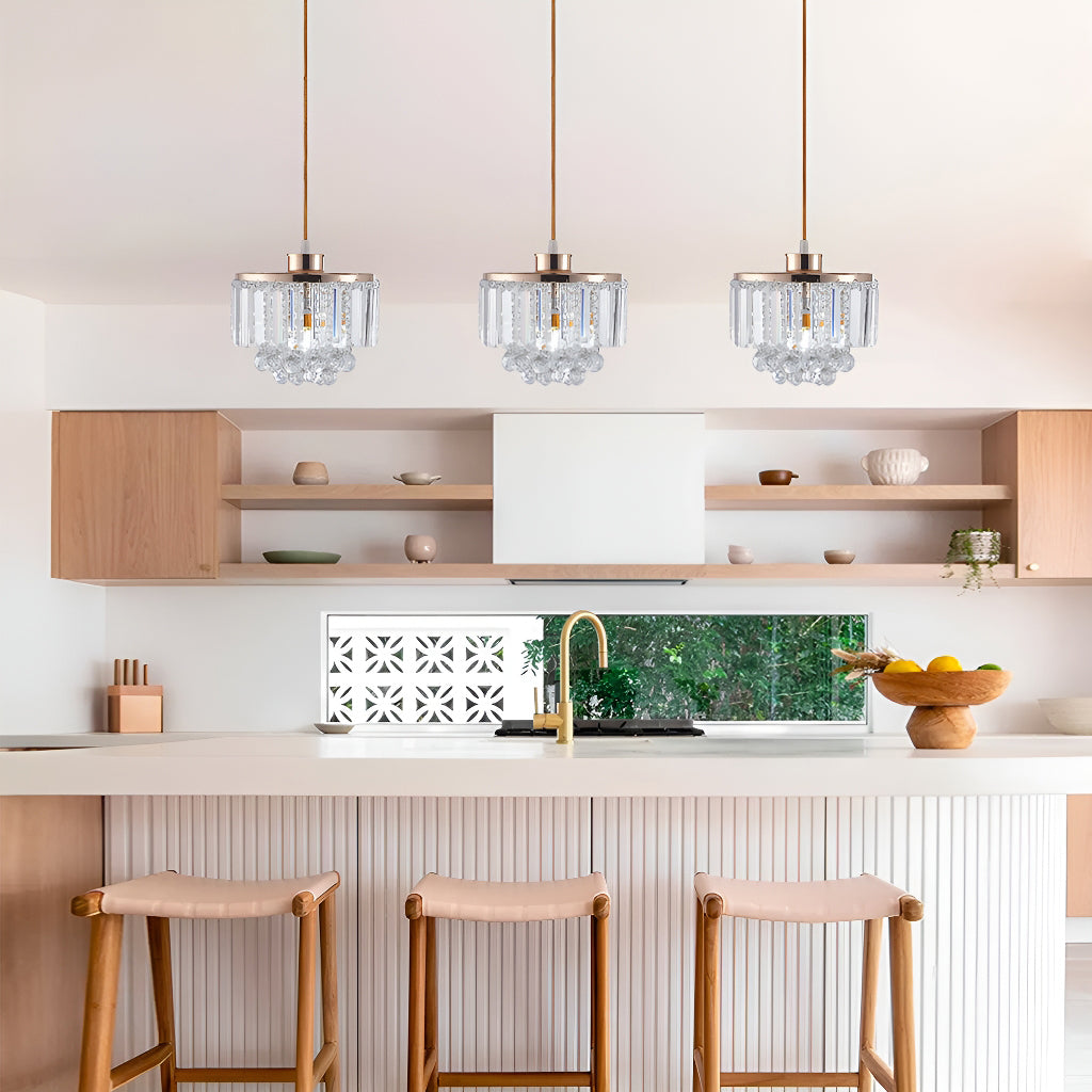 Modern Luxury Chrome K9 Crystal Clear Linear Pendant Light