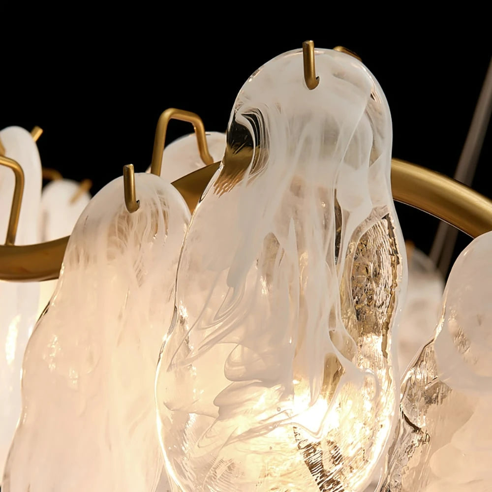 Cloud Modern 8-Light Tiered Cloud Glass Chandelier with Adjustable Cables Detail- Sofary Light