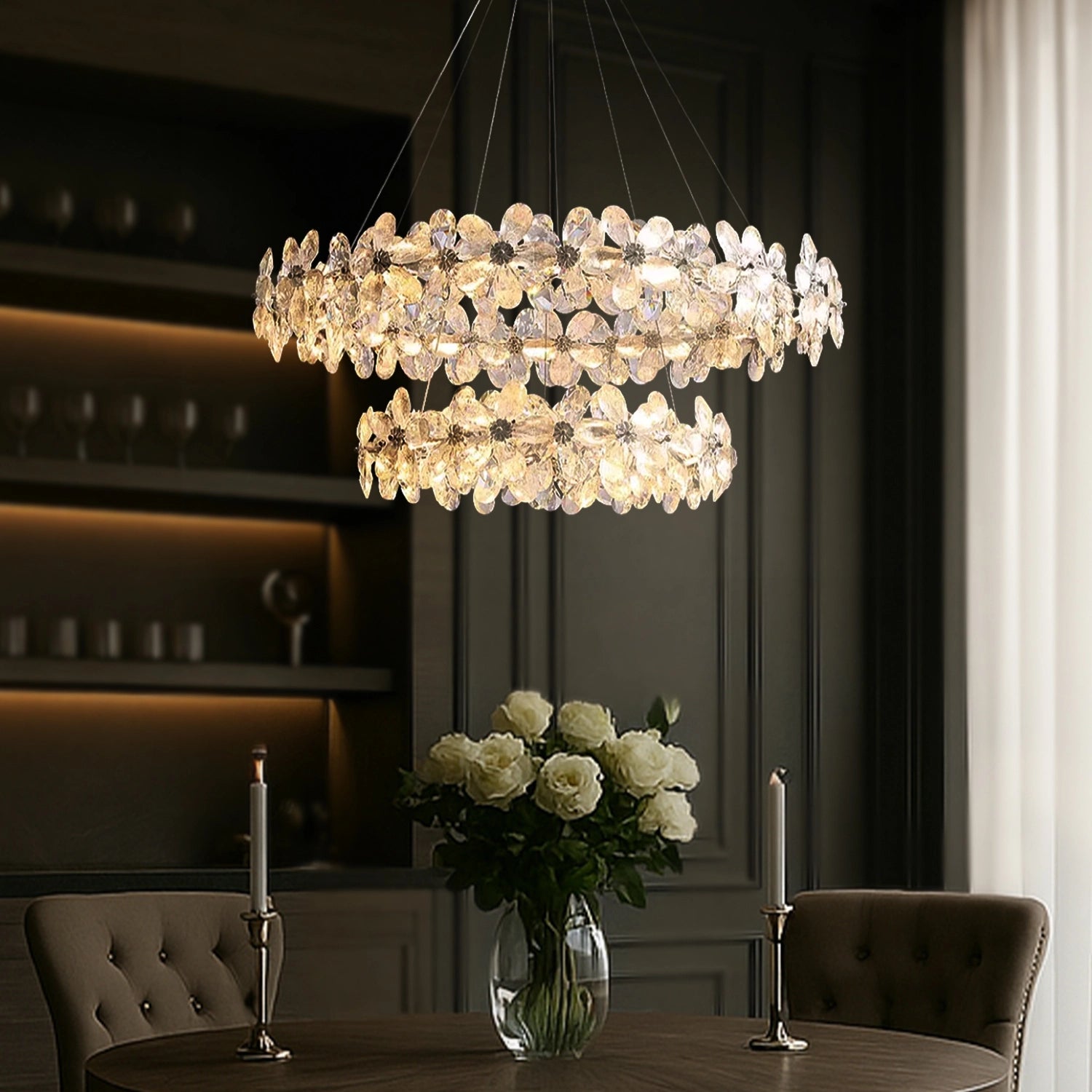 Crystal Bloom Double Halo Chandelier - Sofary Lighting