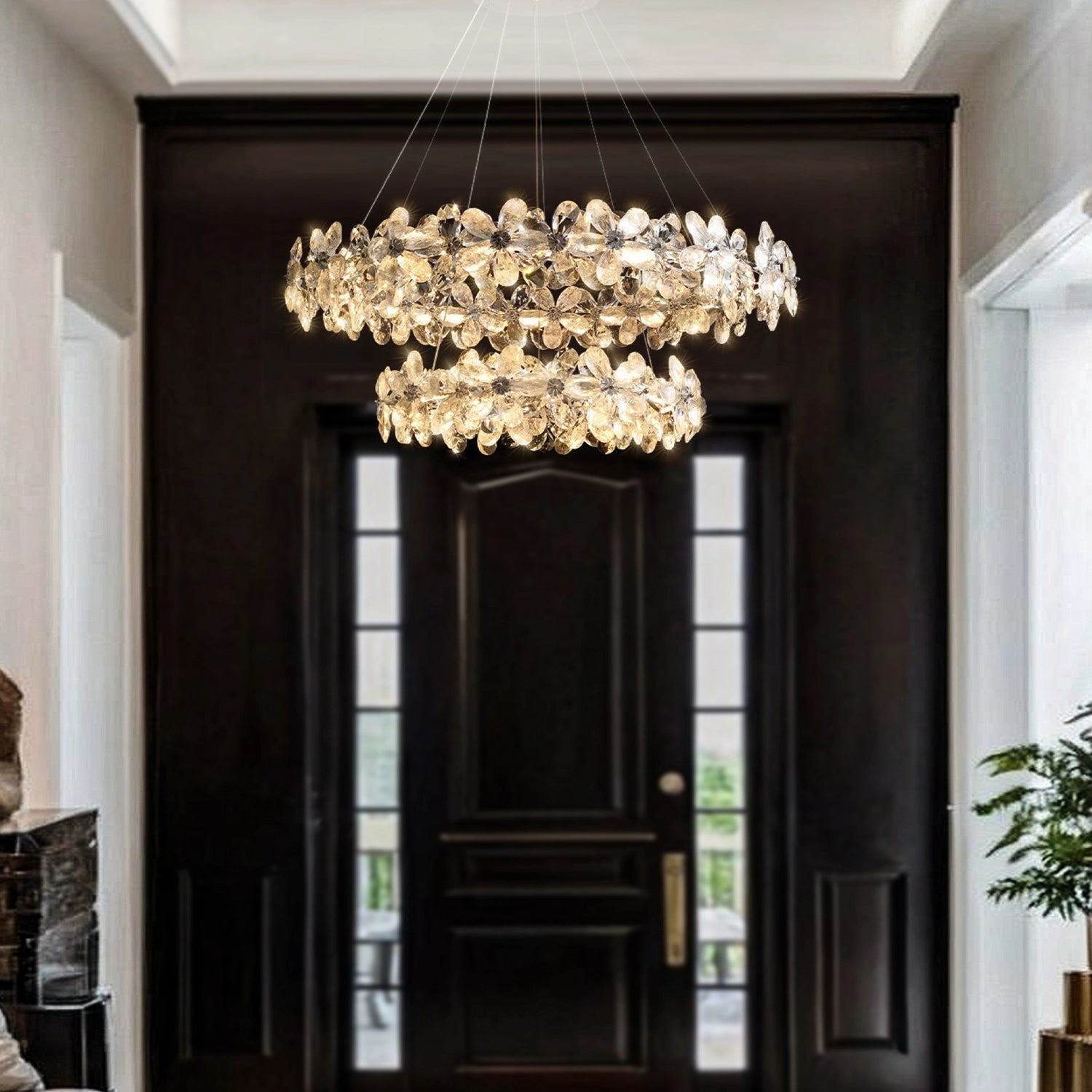 Crystal Bloom Double Halo Chandelier - Sofary Lighting