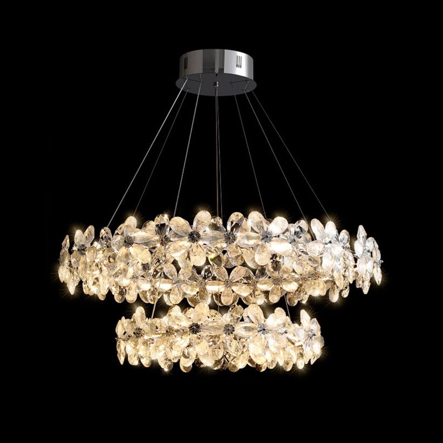 Crystal Bloom Double Halo Chandelier - Sofary Lighting