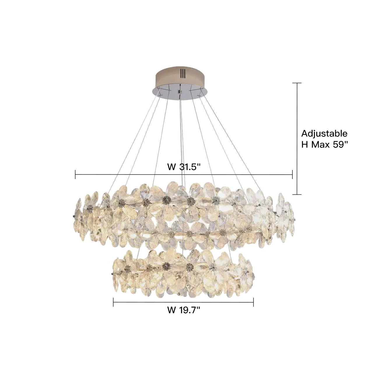 Crystal Bloom Double Halo Chandelier - Sofary Lighting