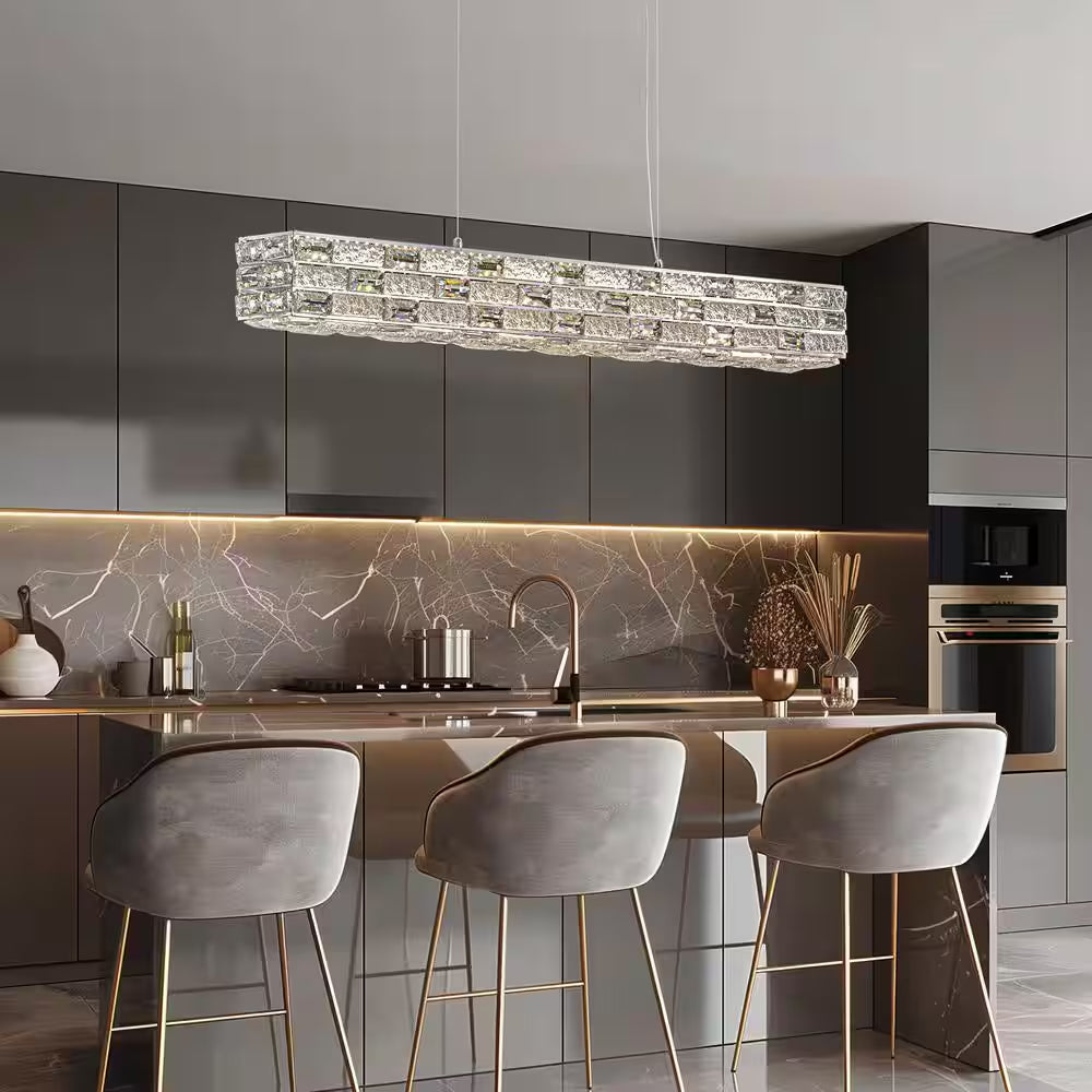 CrystalGlow Modern Linear Chandelier - Sofary Lighting