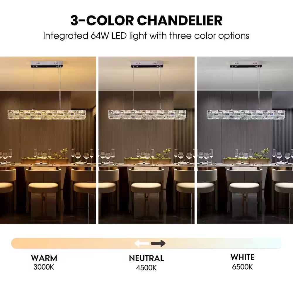CrystalGlow Modern Linear Chandelier - Sofary Lighting