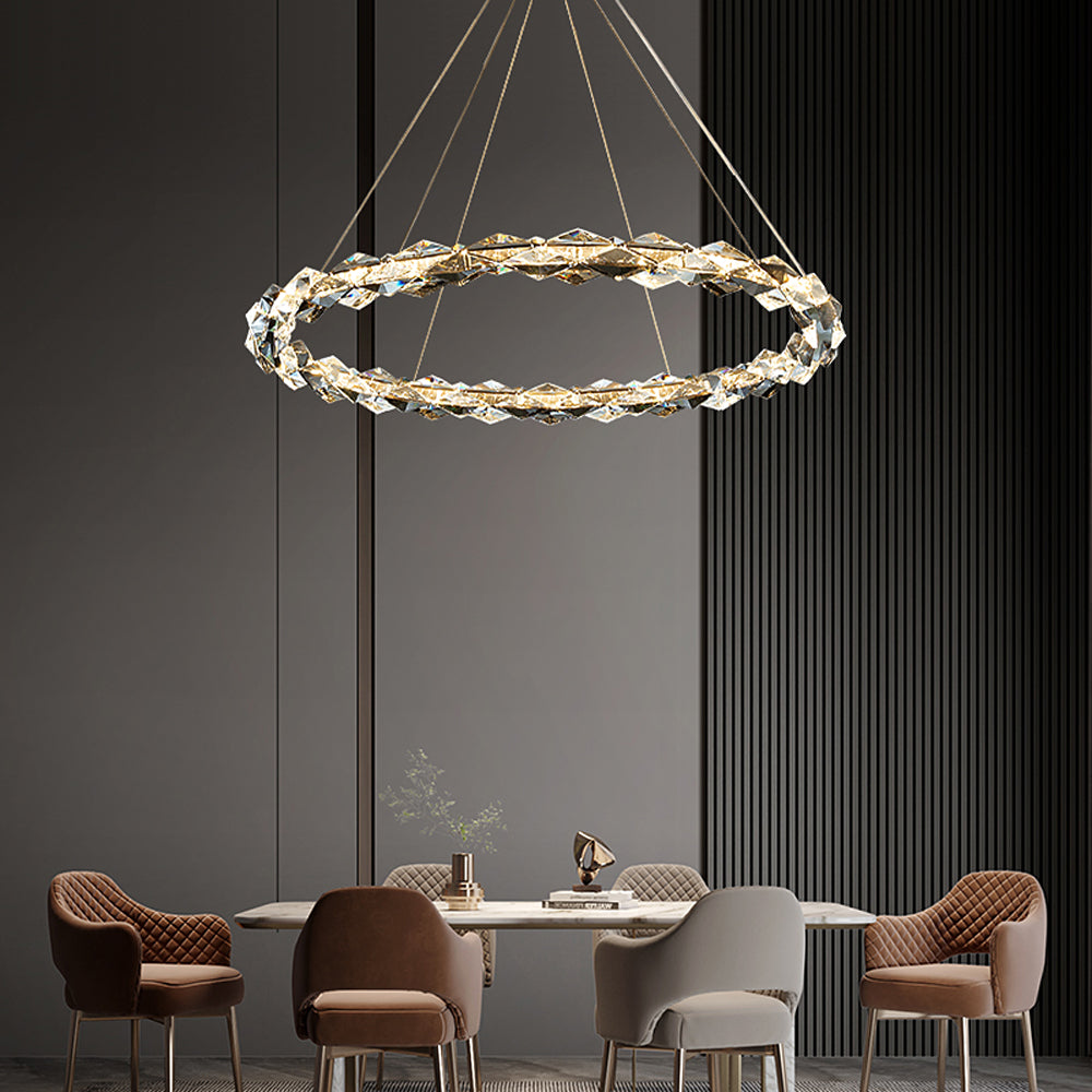 Crystal Ring Chandelier with Faceted Edge Design – Available in Multiple Sizes | Sofary Lighting