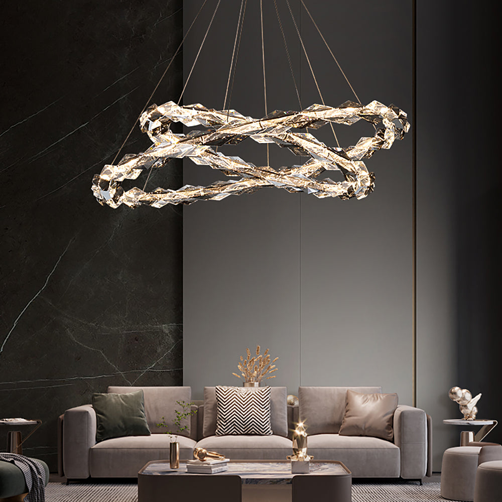 Crystal Ring Chandelier with Faceted Edge Design – Available in Multiple Sizes | Sofary Lighting