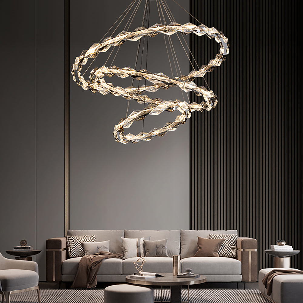 Crystal Ring Chandelier with Faceted Edge Design – Available in Multiple Sizes | Sofary Lighting