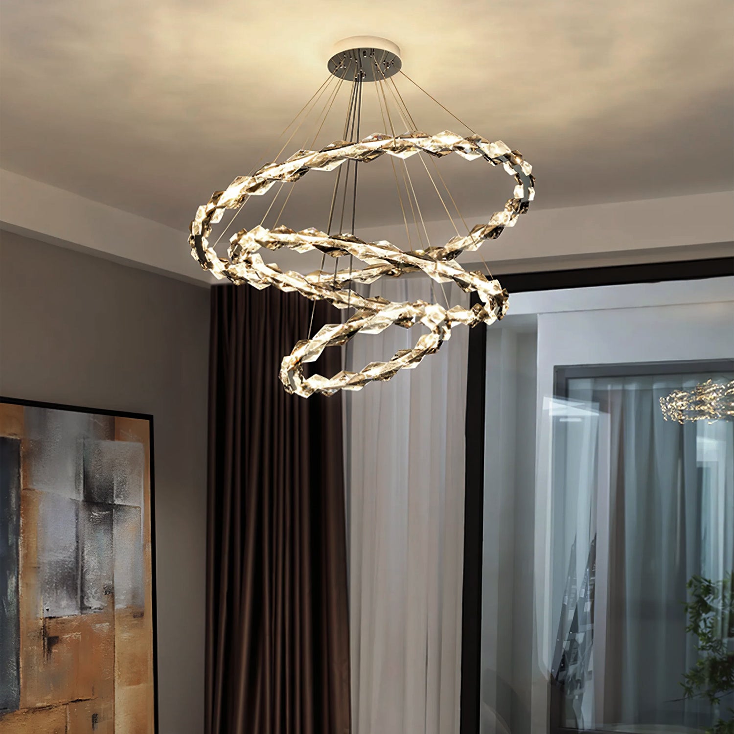Crystal Ring Chandelier with Faceted Edge Design – Available in Multiple Sizes | Sofary Lighting