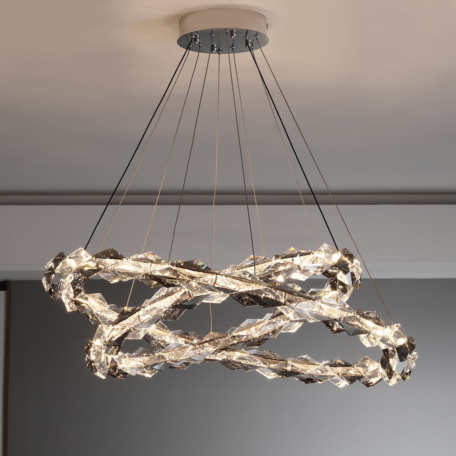 Crystal Ring Chandelier with Faceted Edge Design – Available in Multiple Sizes | Sofary Lighting