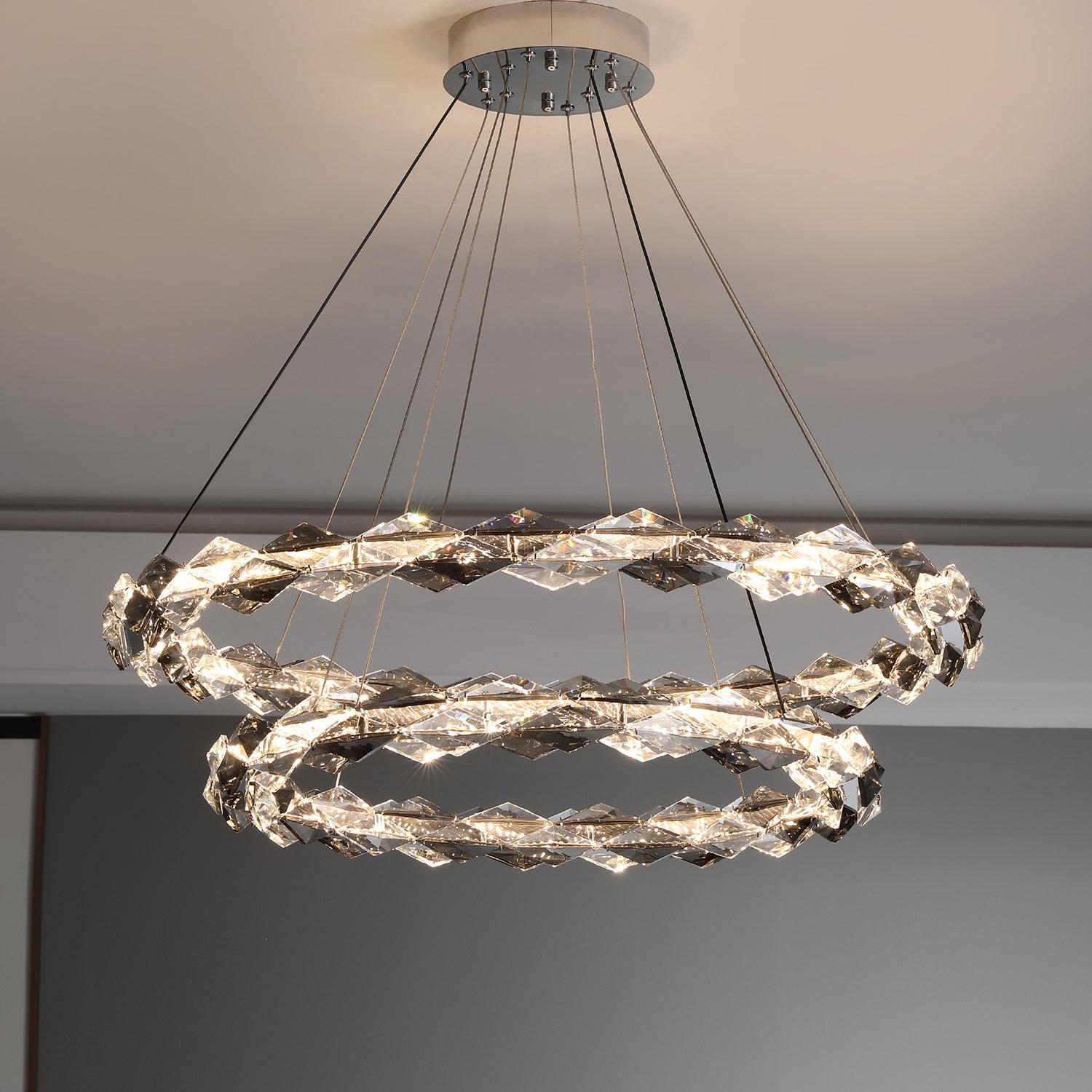Crystal Ring Chandelier with Faceted Edge Design – Available in Multiple Sizes | Sofary Lighting