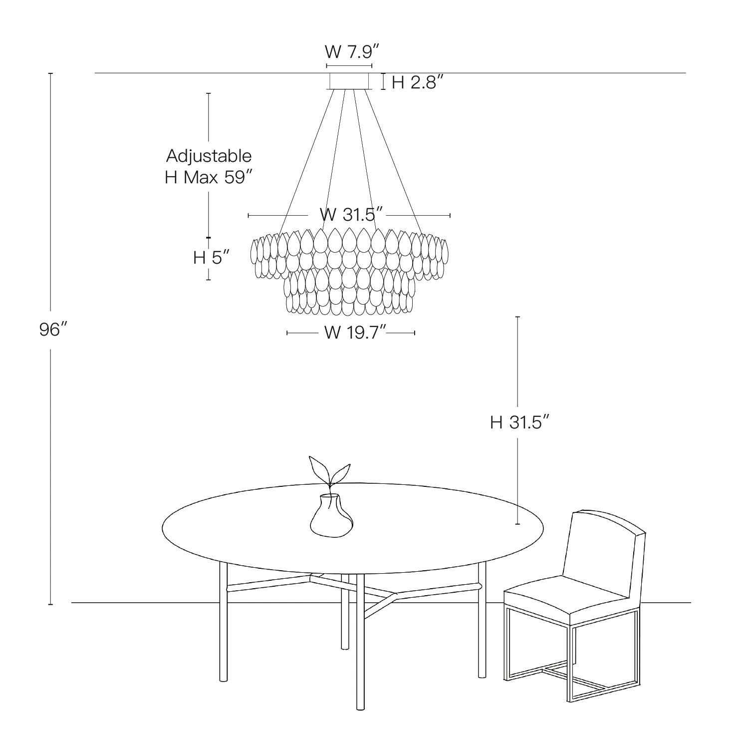 Dimension of Crystal Dual Tier Water Drop Chandelier 20251029 -Sofary Lighting