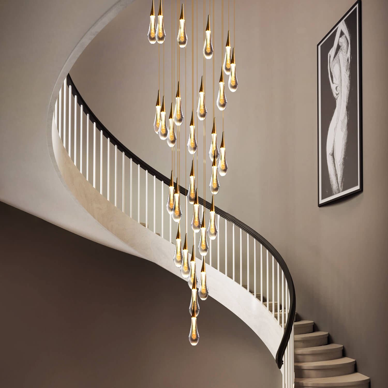 Spiraled Elegance: Modern LED Pendant Light for Villa Living Rooms and Duplex Apartments