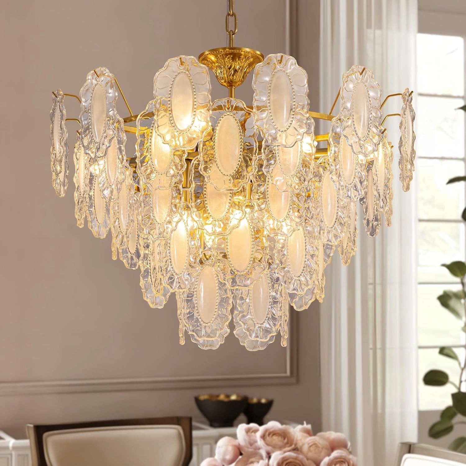 Elegant Crystal Leaf Chandelier - Sofary Lighting