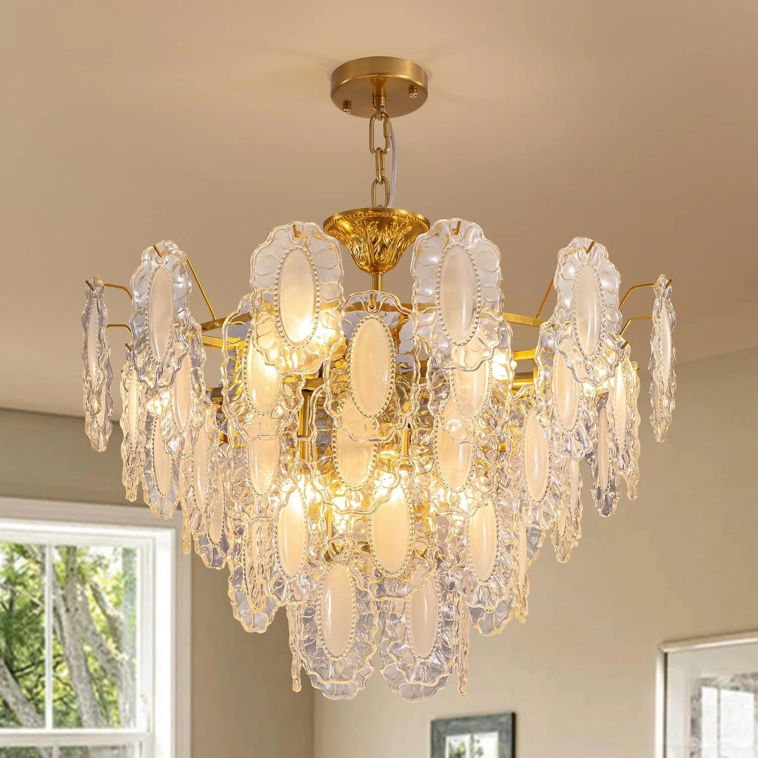 Elegant Crystal Leaf Chandelier - Sofary Lighting
