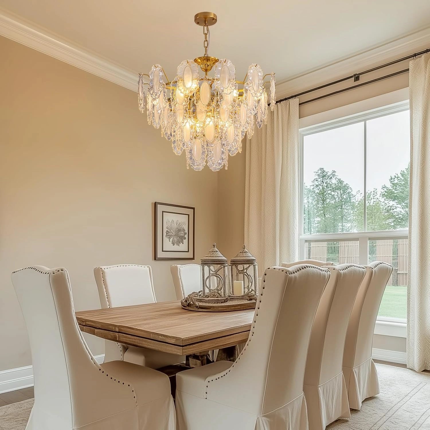 Elegant Crystal Leaf Chandelier - Sofary Lighting