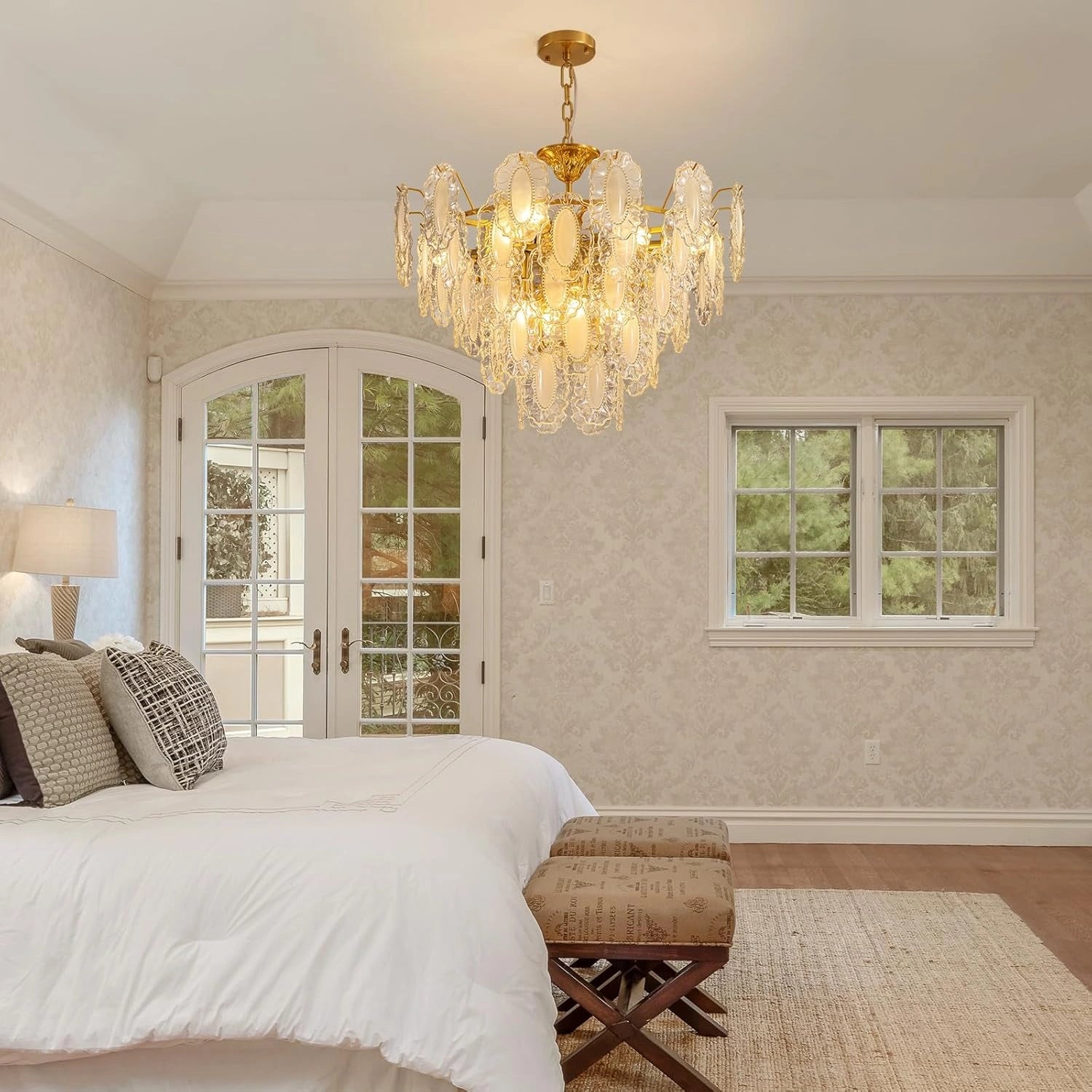 Elegant Crystal Leaf Chandelier - Sofary Lighting