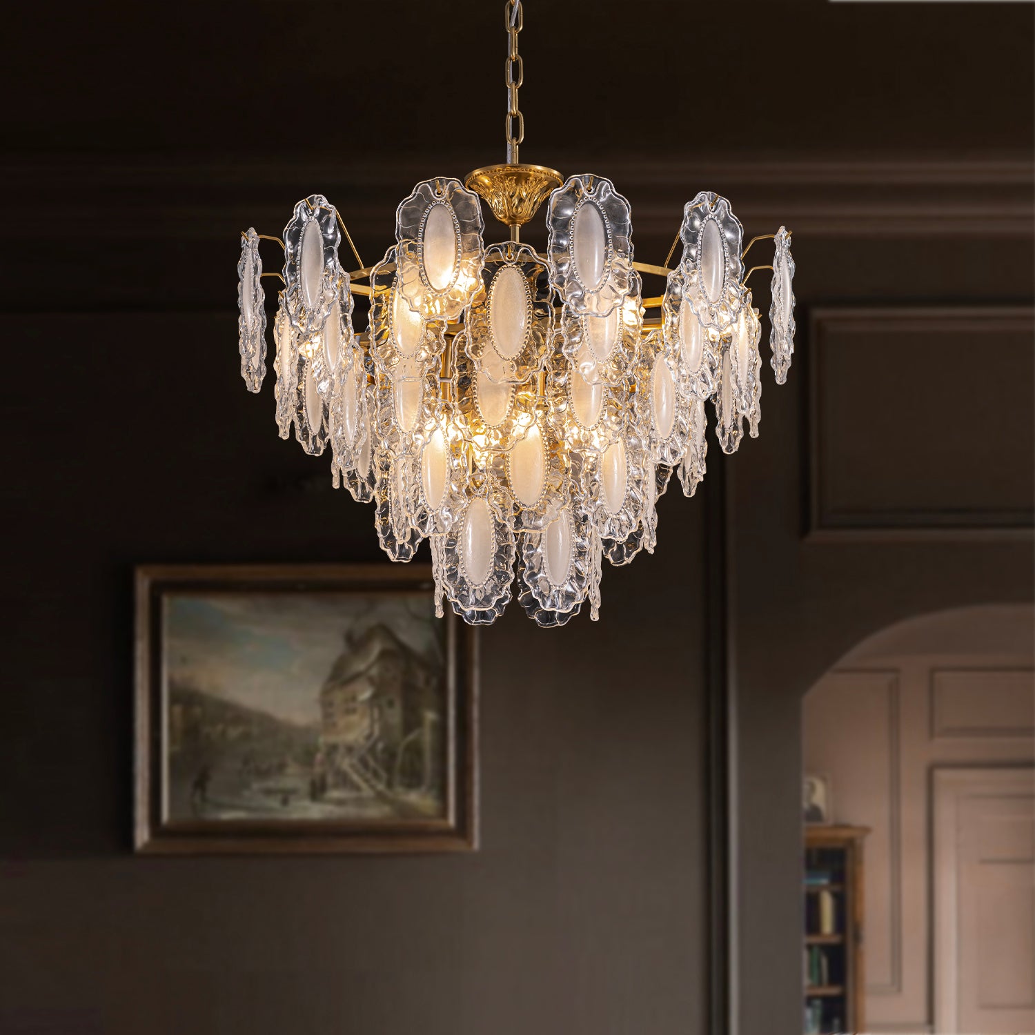Elegant Crystal Leaf Chandelier - Sofary Lighting