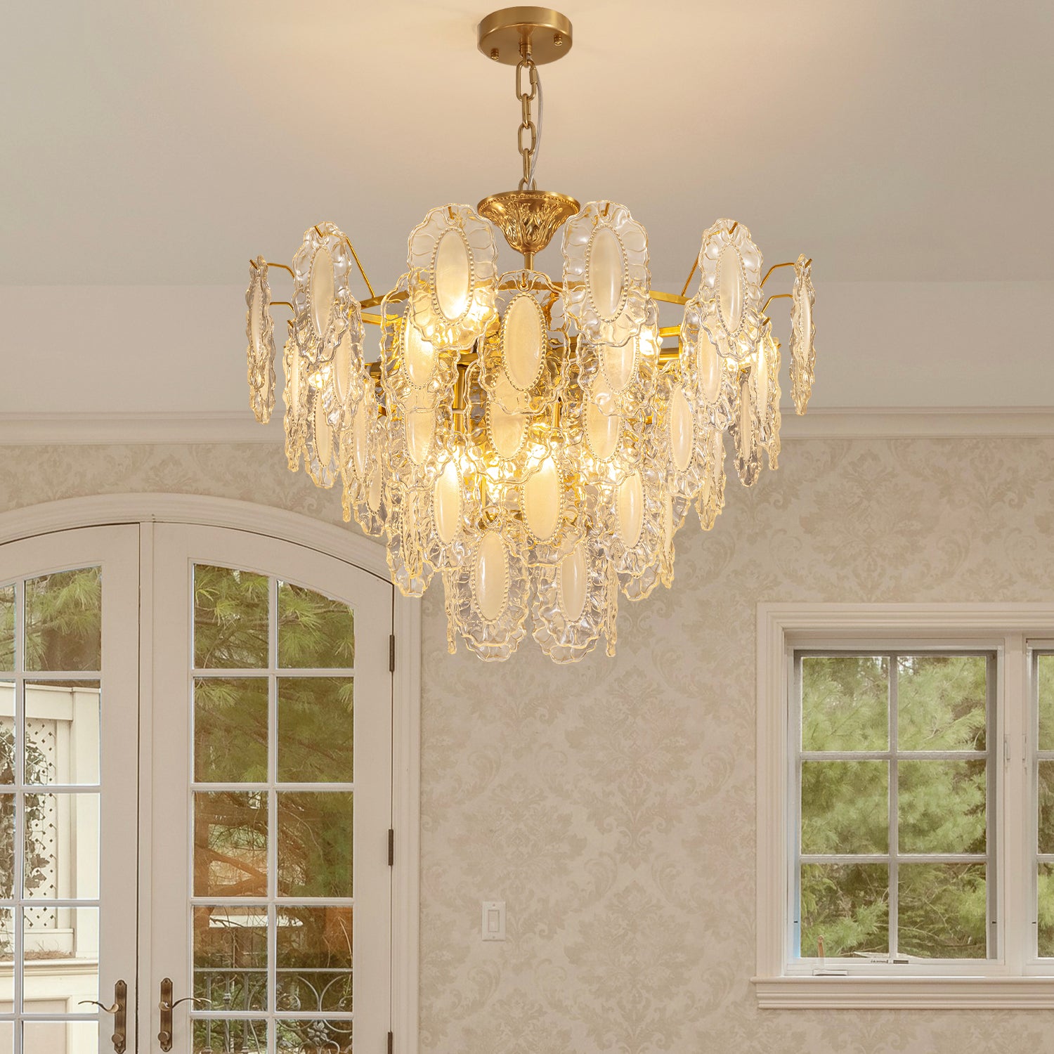 Elegant Crystal Leaf Chandelier - Sofary Lighting